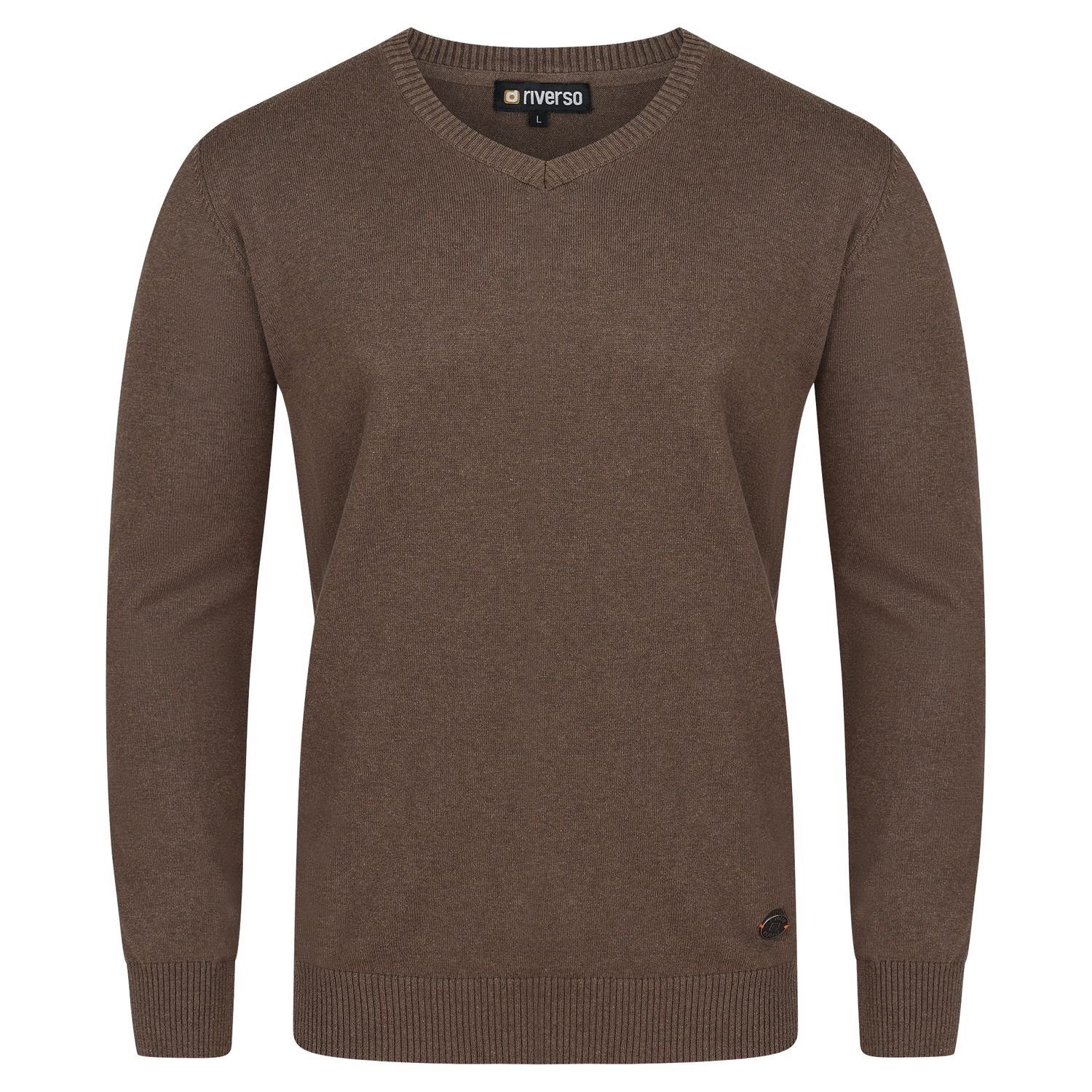 riverso Sweatshirt Herren V-Neck Пуловери RIVEmil Regular Fit Organic Cotton Bio Basic Longsleeve Shirt aus 100% Baumwolle