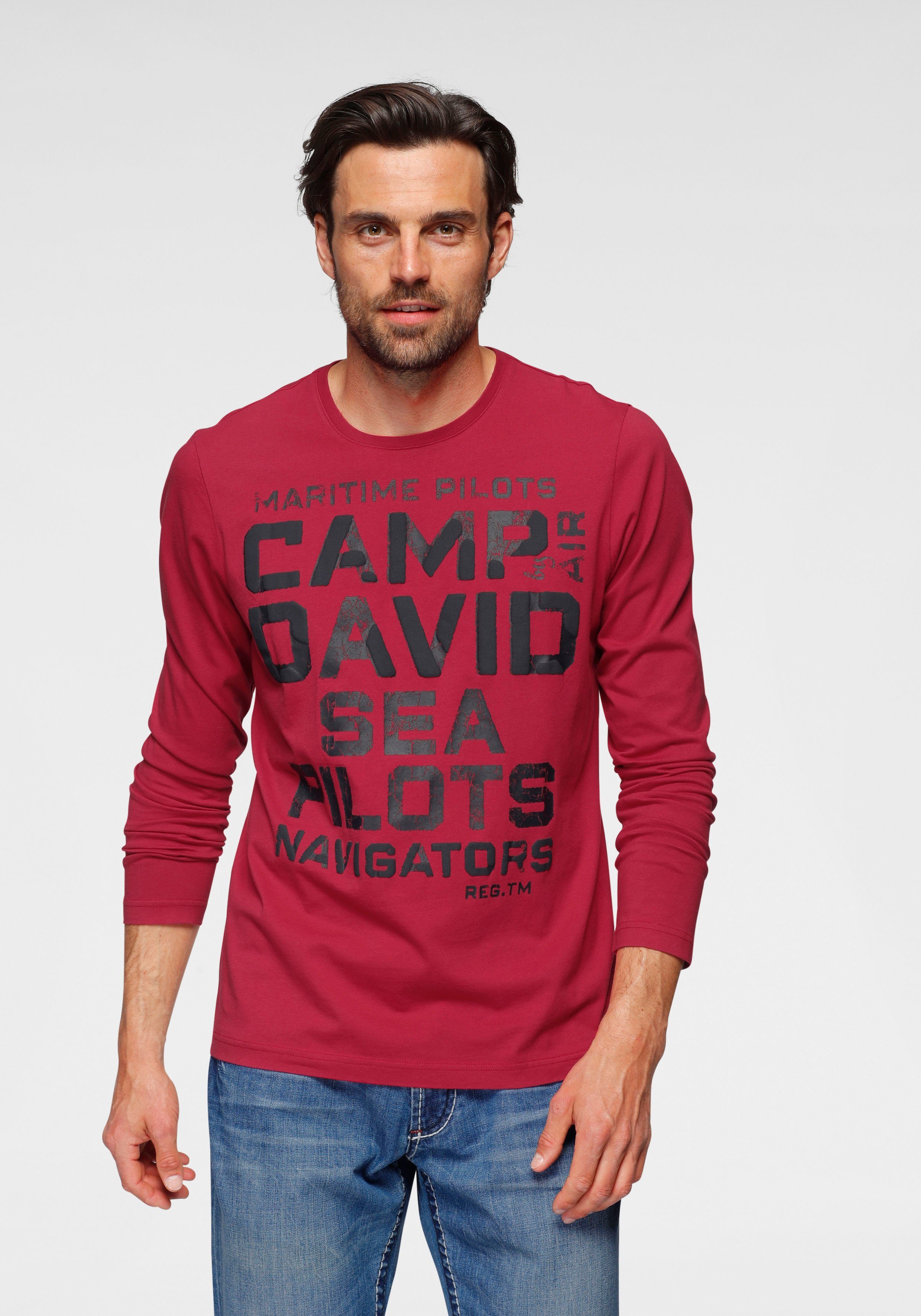 CAMP DAVID Langarmshirt mit Logofrontprint kaufen | OTTO