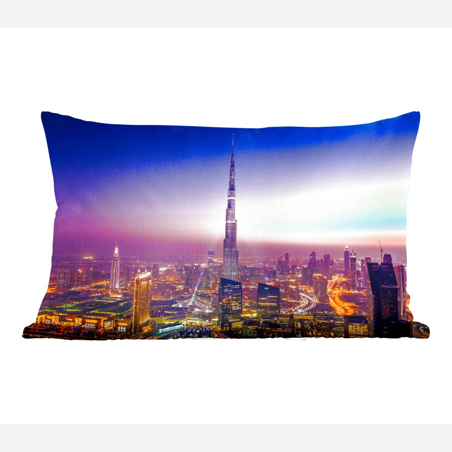 Schnäppchenpreis MuchoWow Dekokissen Bunter dem mit Dekokissen Dekoration, Wohzimmer Himmel über Füllung, und Schlafzimmer Zierkissen, Burj Khalifa-Wolkenkratzer Dubai