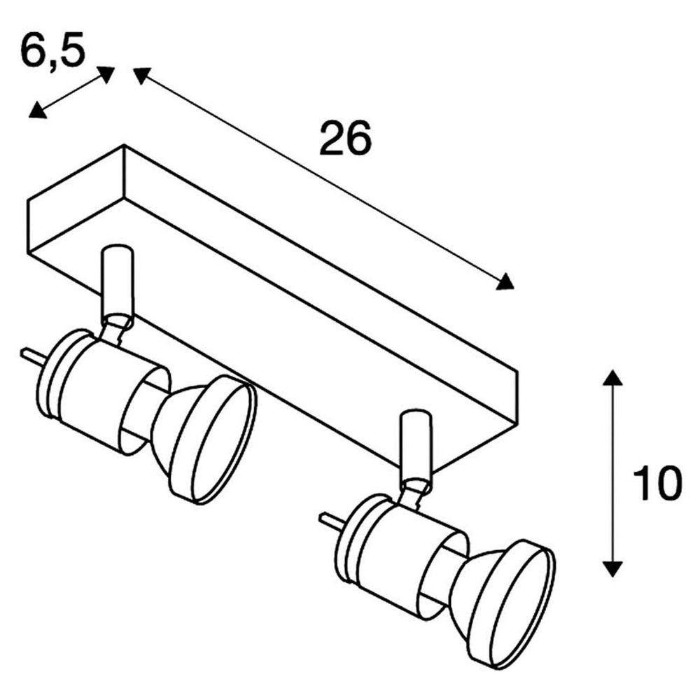 Deckenspot Leuchtenspot GU10, enthalten: Nein, Deckenspot, keine Deckenstrahler, warmweiss, aluminium-brushed, Angabe, SLV Souvereen Aufbaustrahler in Leuchtmittel Zweiflammiger