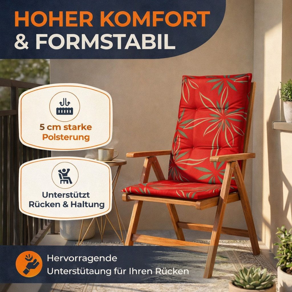Waidmeister Hochlehnerauflage Hochlehner Auflage Naxos für Gartenstühle, (1 St)