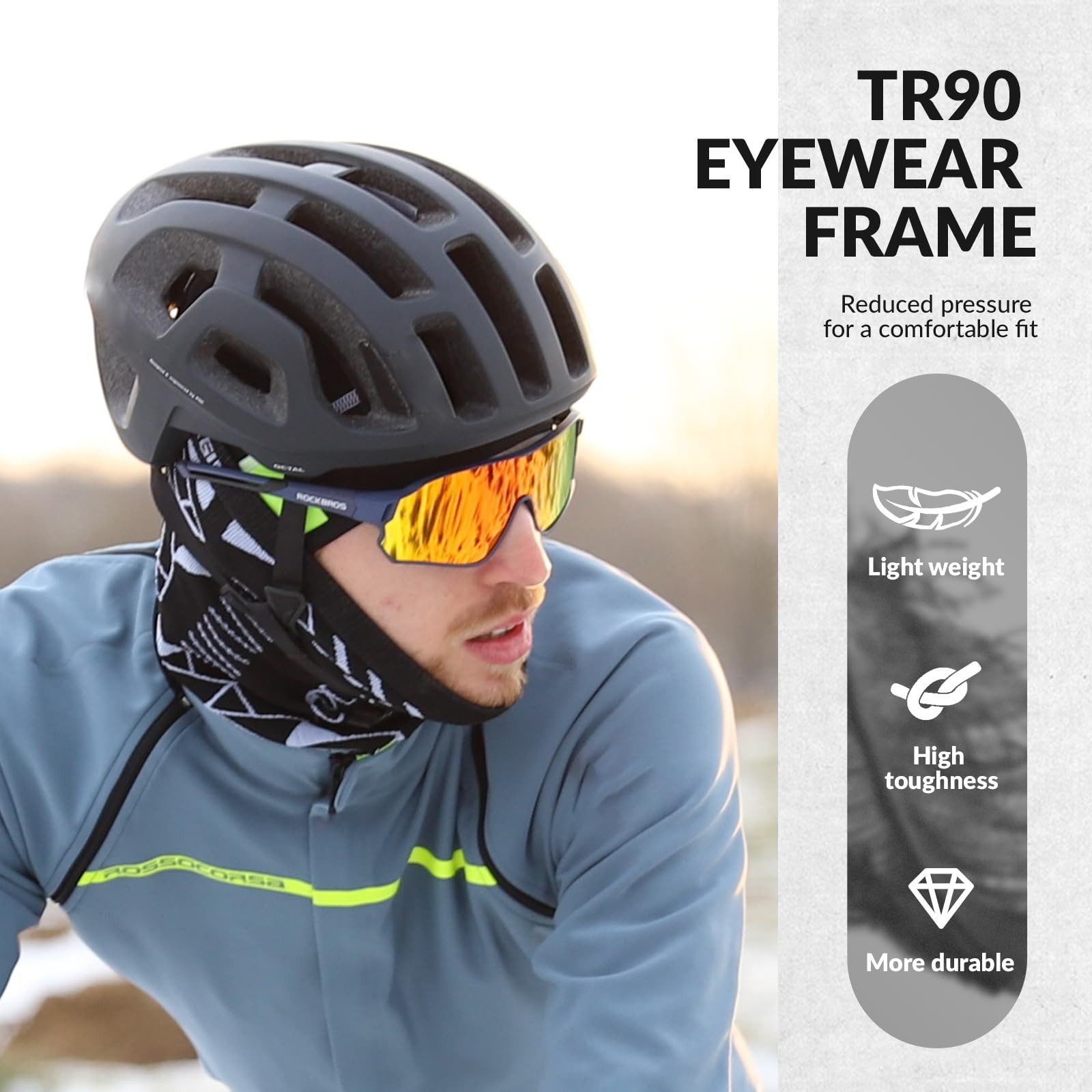 ROCKBROS Fahrradbrille Sonnenbrille Polarisierte UV400 Damen Herren Windschutzbrille, Sportbrille Radbrille zum Radfahren