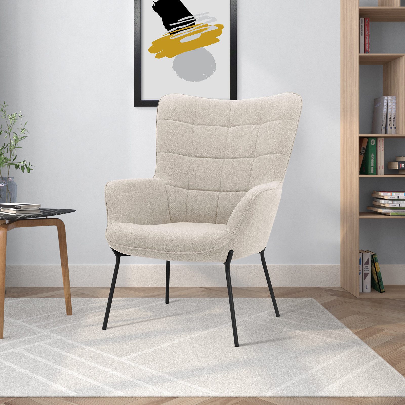loft24 Loungesessel Bruce (1-St), Polstersessel, Sessel, Armlehnsessel, Metallgestell, Sitzhöhe 44 cm