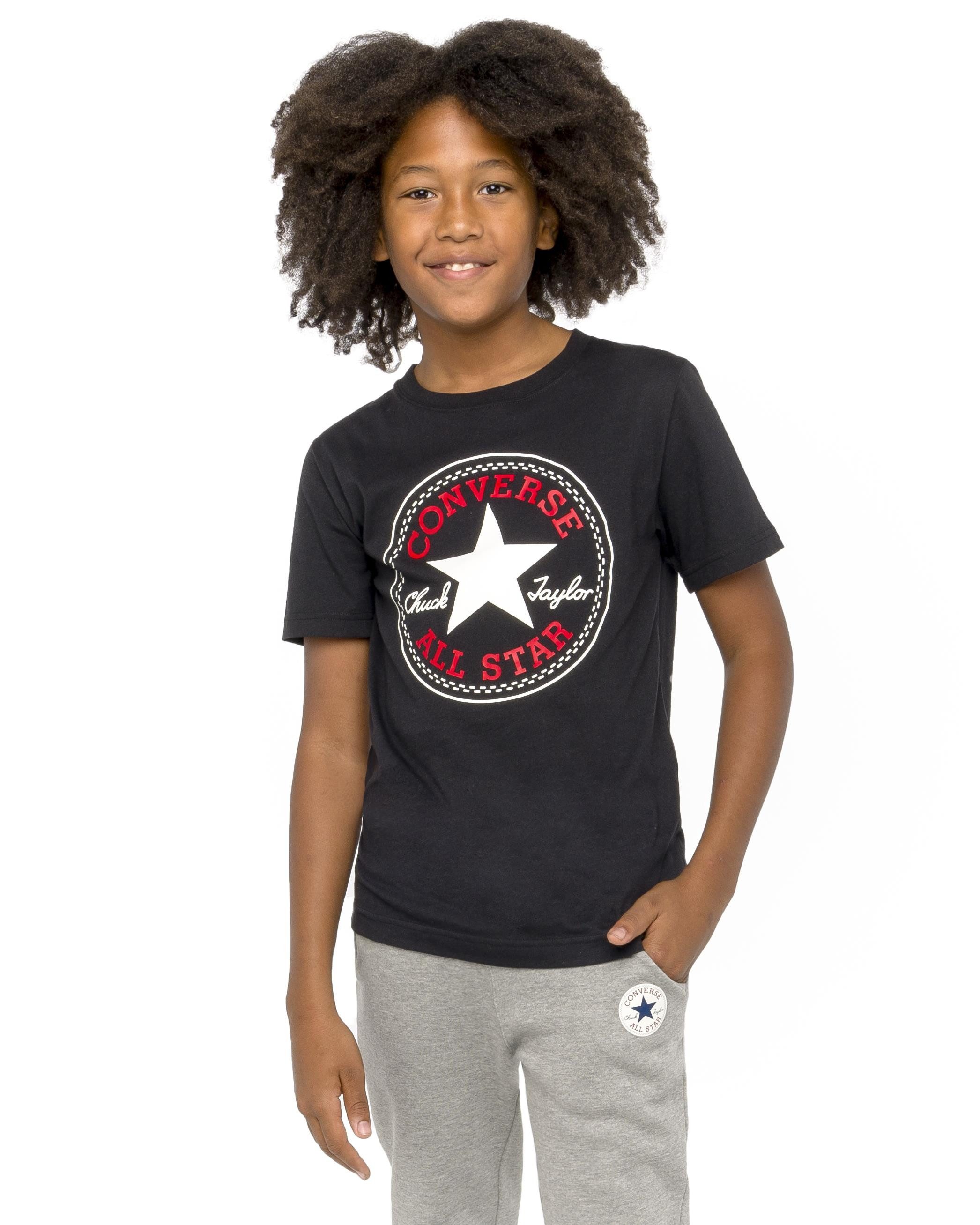 Converse T-Shirt CNVBN CHUCK PATCH TEE für Kinder, mit kurzen Ärmeln, aus Baumwolle, in normaler Passform