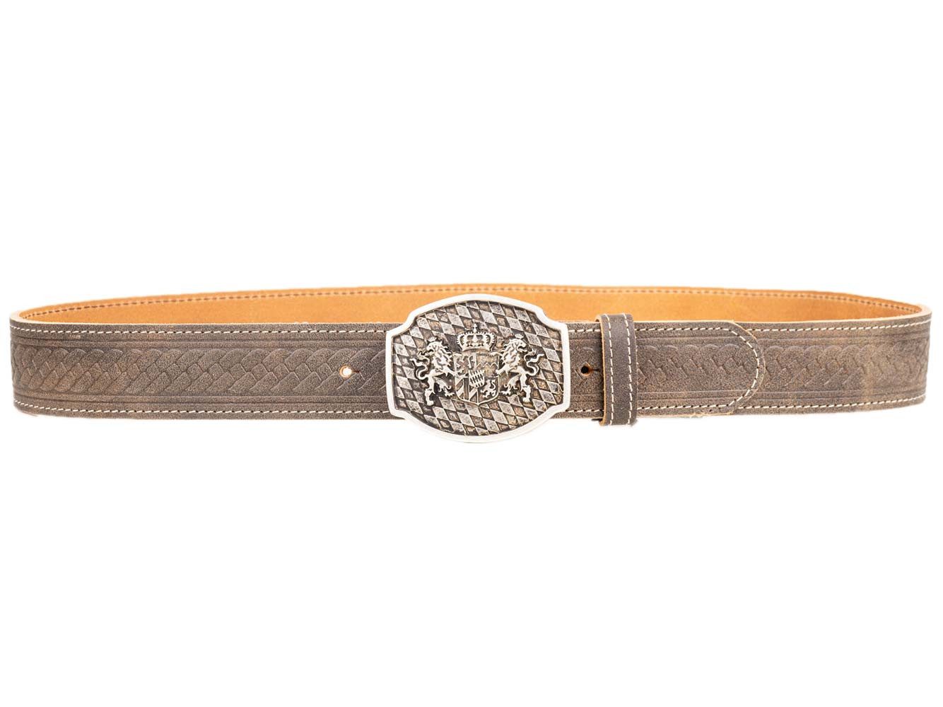 Goldschmidt Trachten Ledergürtel Trachtengürtel Flechtprägung braun 40mm – Bild 3 von 4