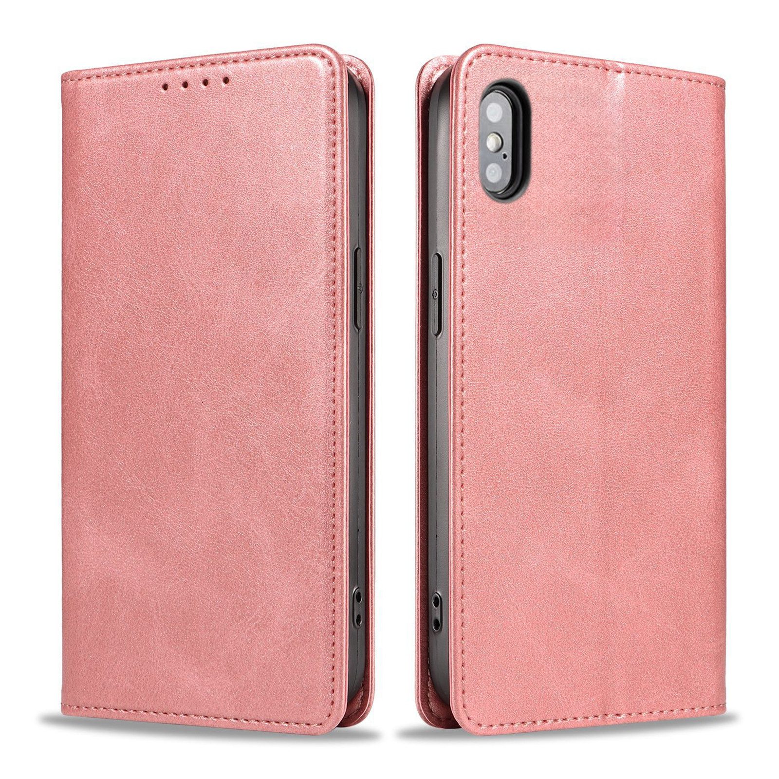 Tec-Expert Handyhülle Tasche Hülle für Apple iPhone X / Apple iPhone Xs 5.8 Zoll, 5.8", Cover Klapphülle Case mit Kartenfach Fliphülle aufstellbar