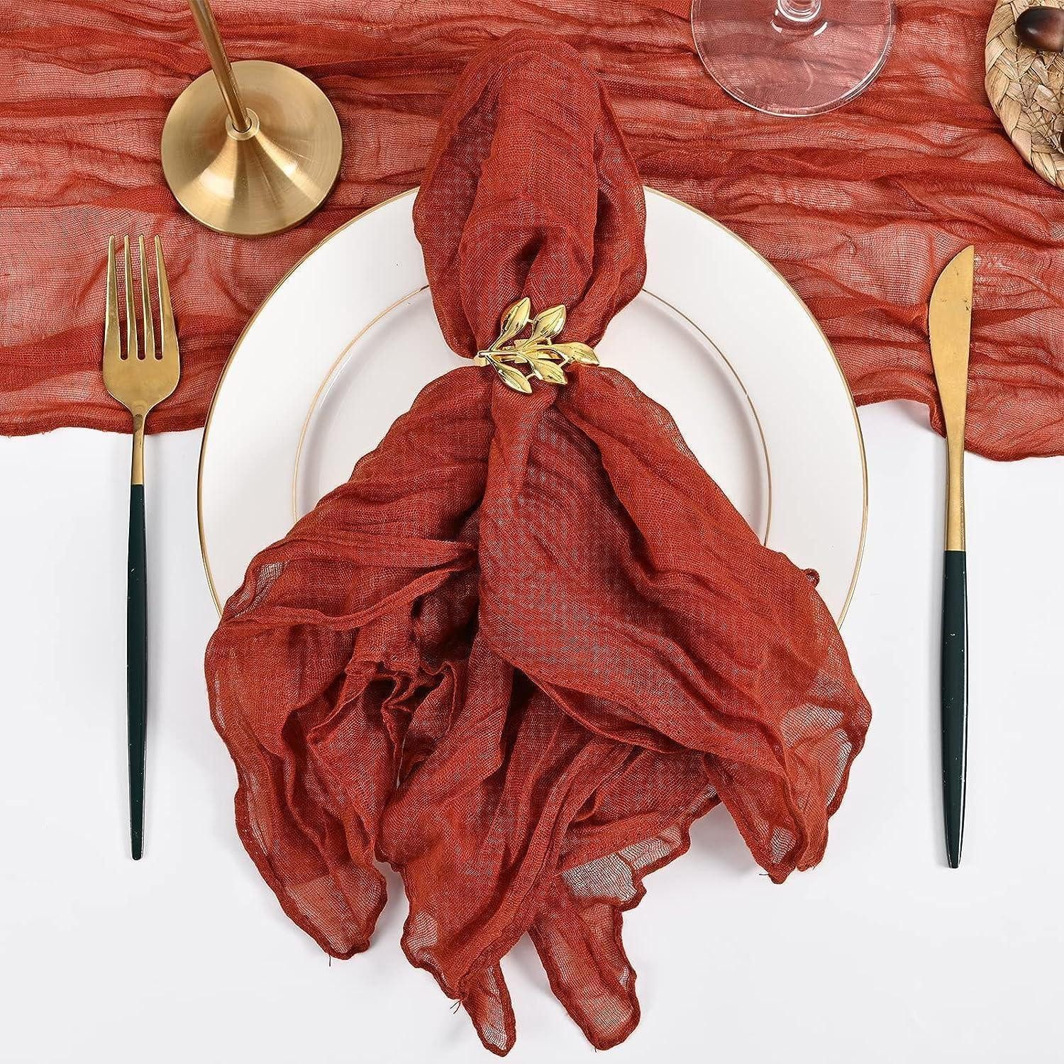 LuxusKollektion Stoffserviette Gaze Serviette 50x50 cm Orange 12er Set, (12 St)