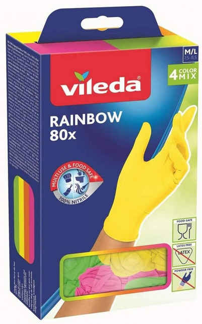 Vileda Nitril-Handschuhe Vileda Rainbow Nitril 80 St. Einmalhandschuhe, Einweghandschuhe, 4 bunte Farben, Größe: M/L