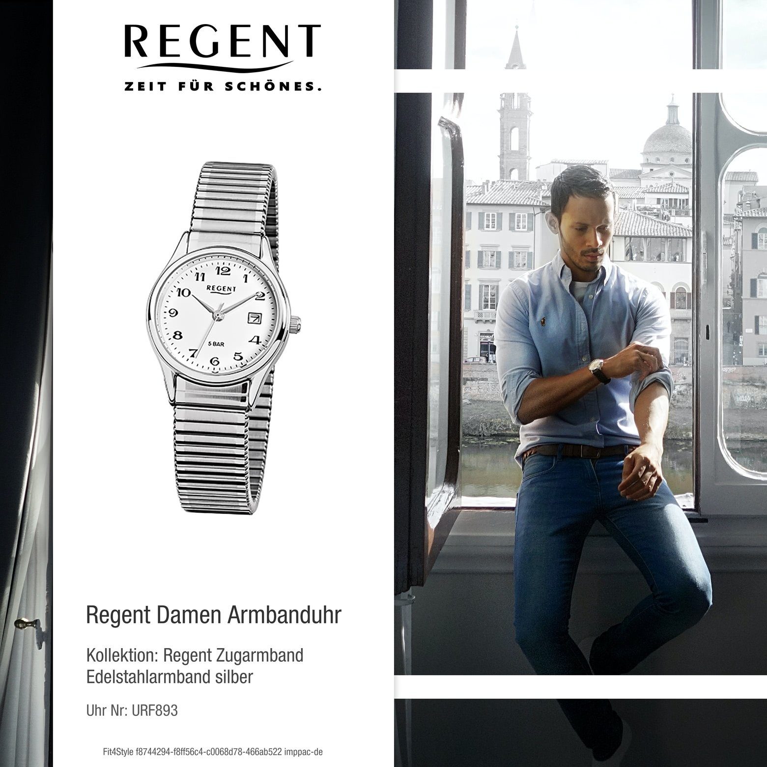 Regent Armbanduhr Herren-Armbanduhr silber, 29mm), Damen, Damen klein Herren Regent Quarzuhr (ca. Edelstahlarmband rund,