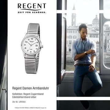 Regent Quarzuhr Regent Damen Herren-Armbanduhr silber, (Analoguhr), Damen, Herren Armbanduhr rund, klein (ca. 29mm), Edelstahlarmband