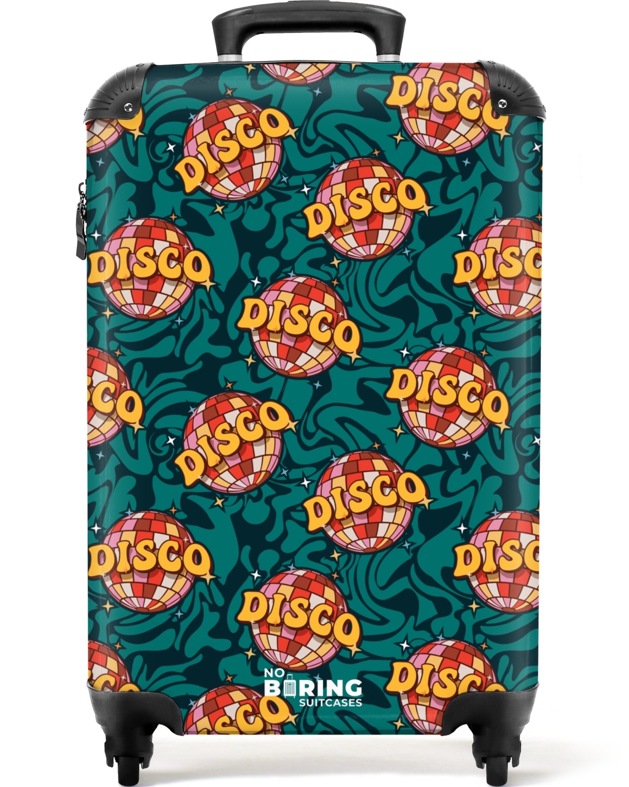 Hartschalen-Trolley Retro-Disco-Wellenkugel-Muster bunt 55x35x20cm
