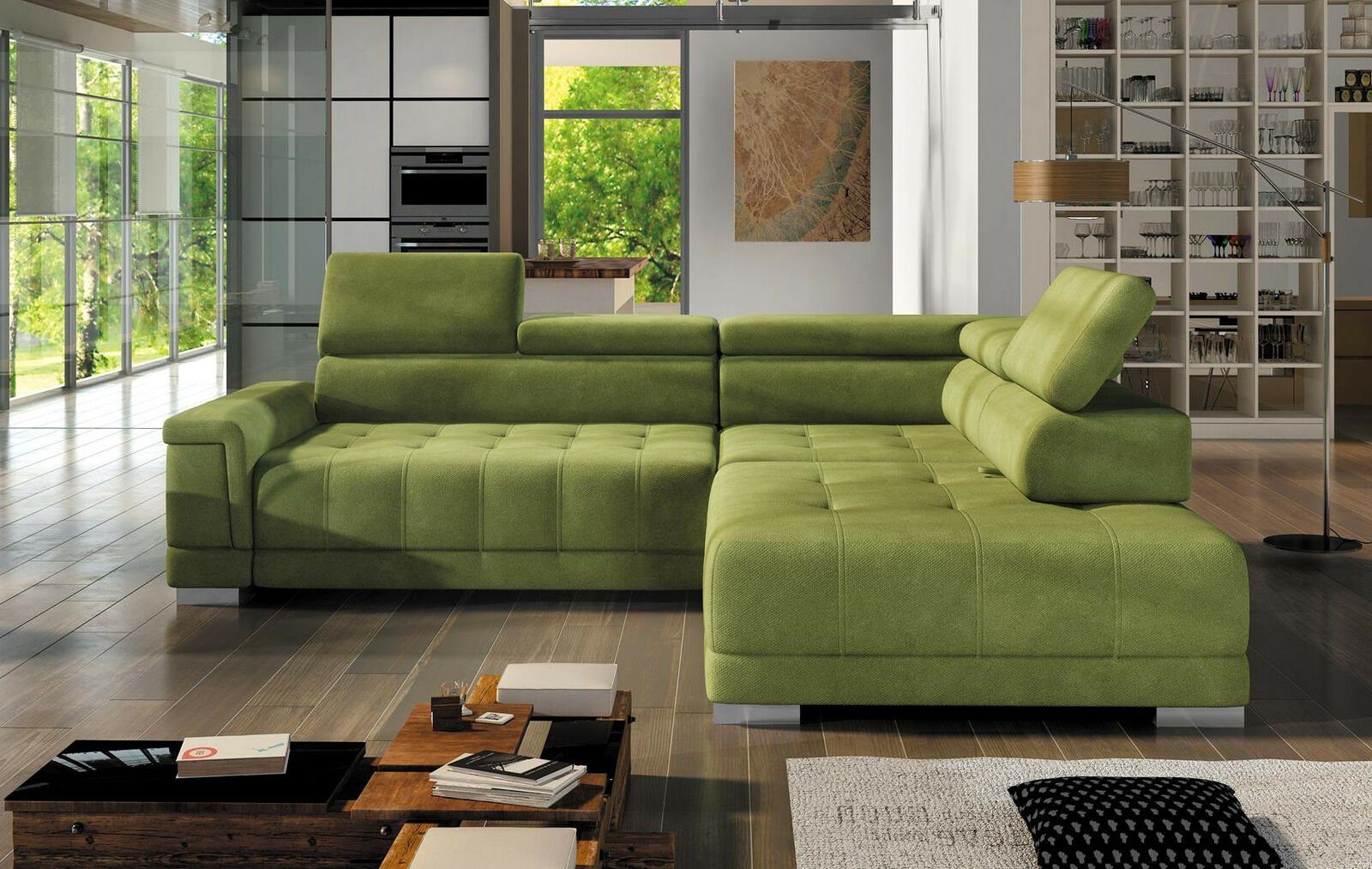 JVmoebel Ecksofa, Ecksofa L Form Couch Wohnlandschaft Sofa Eck Design Modern Grün