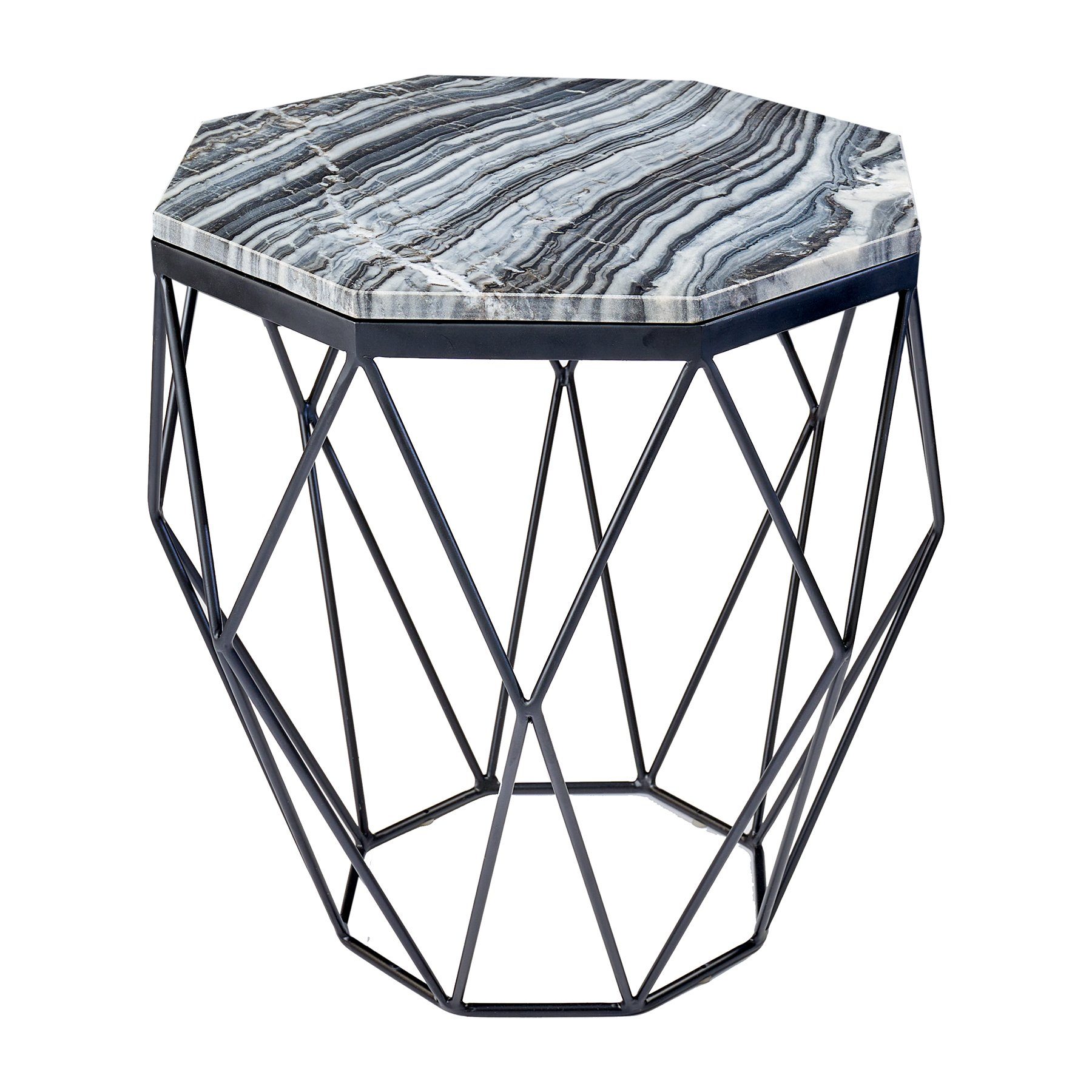 riess-ambiente Beistelltisch DIAMOND 50cm grau schwarz (Einzelartikel, 1-St), Wohnzimmer · Marmor · Metall · Industrial