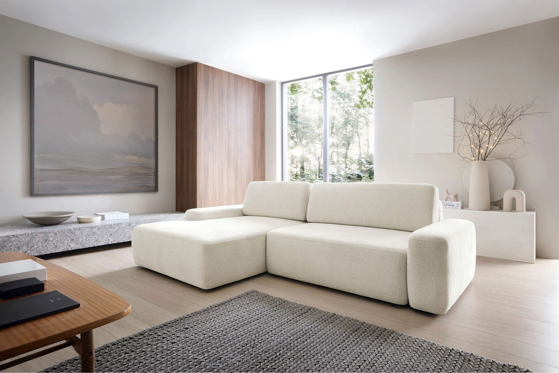 Selsey Ecksofa BALEO, Ecksofa mit Schlaffunktion, Stauraum und Chenille-Bezug