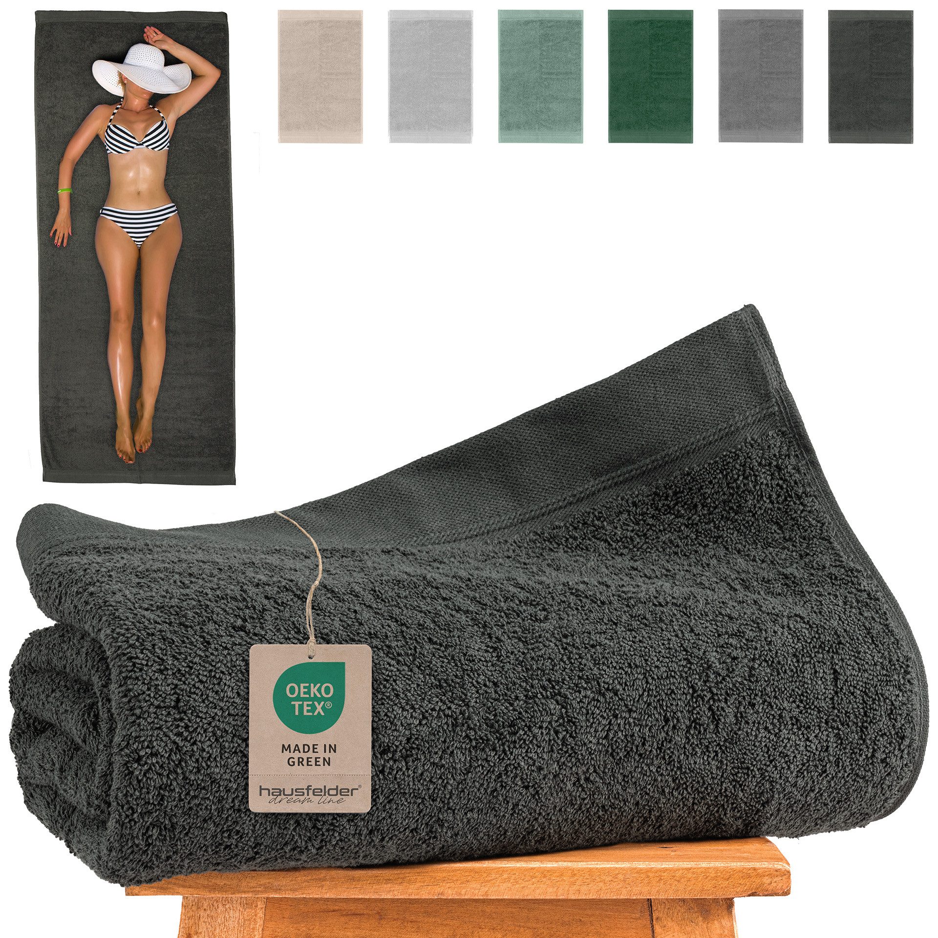 Hausfelder Handtücher Premium Saunatuch (Anthrazit, 1 Saunatuch, 80x200 cm) günstig online kaufen