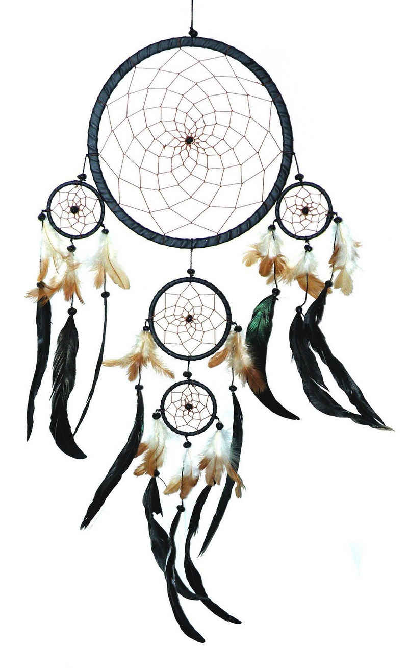 maDDma Dekohänger Traumfänger - Dreamcatcher "Happy Dreams" 22 cm & 4 x klein schwarz