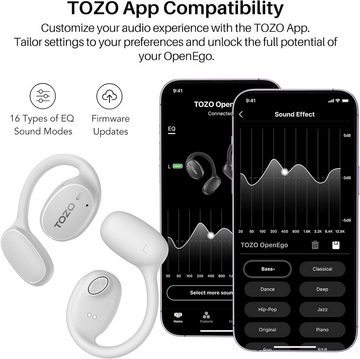 TOZO Bluetooth 5.3 Duales Mikrofon Klarer Anruf Schweißfest für Running Open-Ear-Kopfhörer (Robuste Konstruktion und IPX5 Zertifizierung für sportliche Kopfhörer., mit Ohrhaken für Langzeitwiedergabe mit digitaler Anzeige)