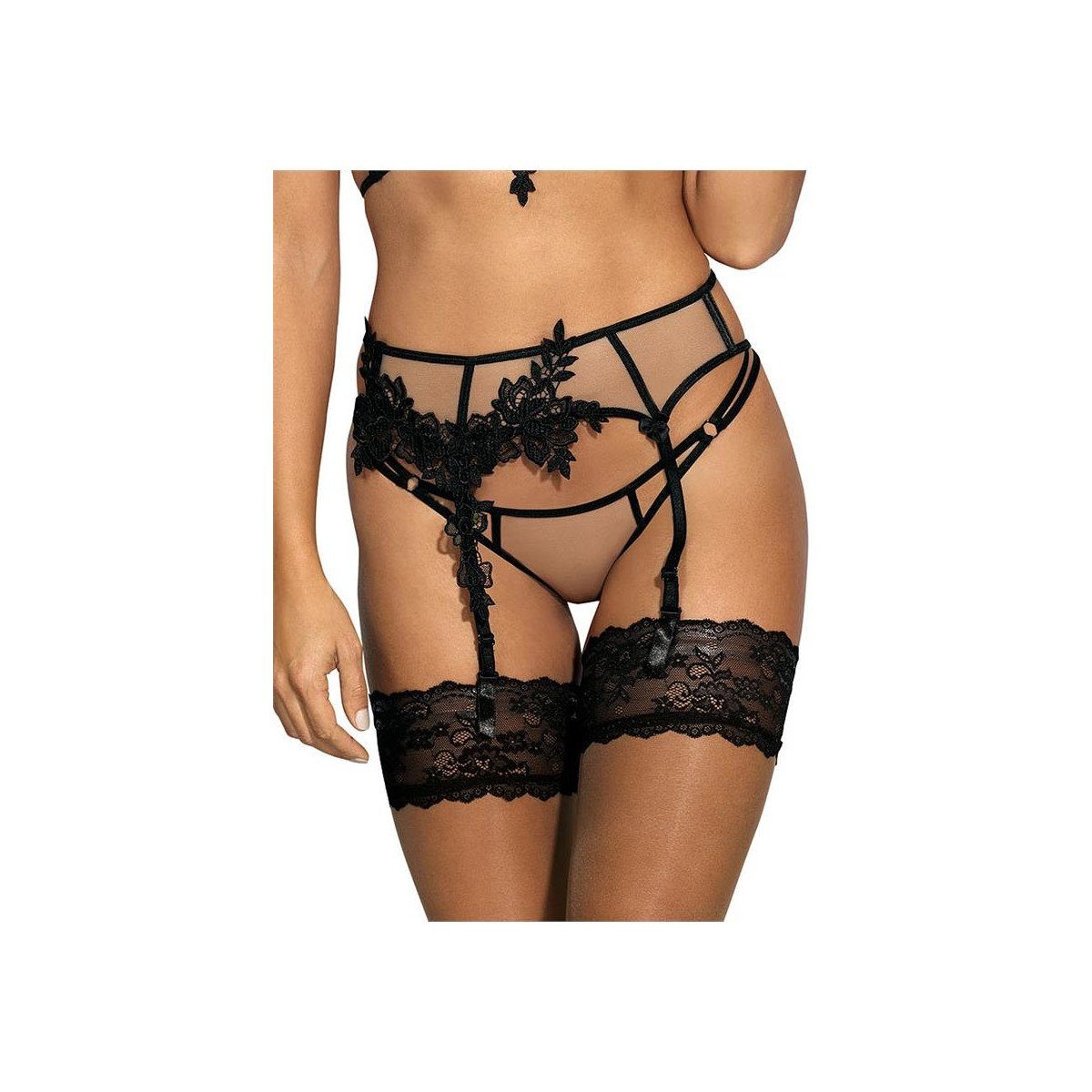 Strapsgürtel V-8842 garter belt beige-black - (L,M,S,XL)