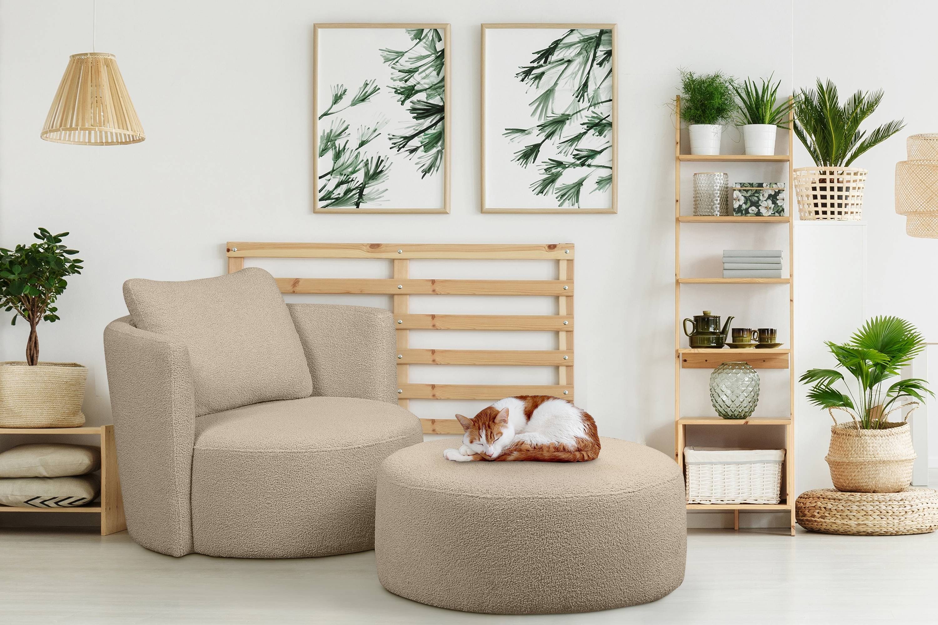 KONSIMO® Drehsessel RAGGI Sessel mit Sitzhocker, günstig online kaufen