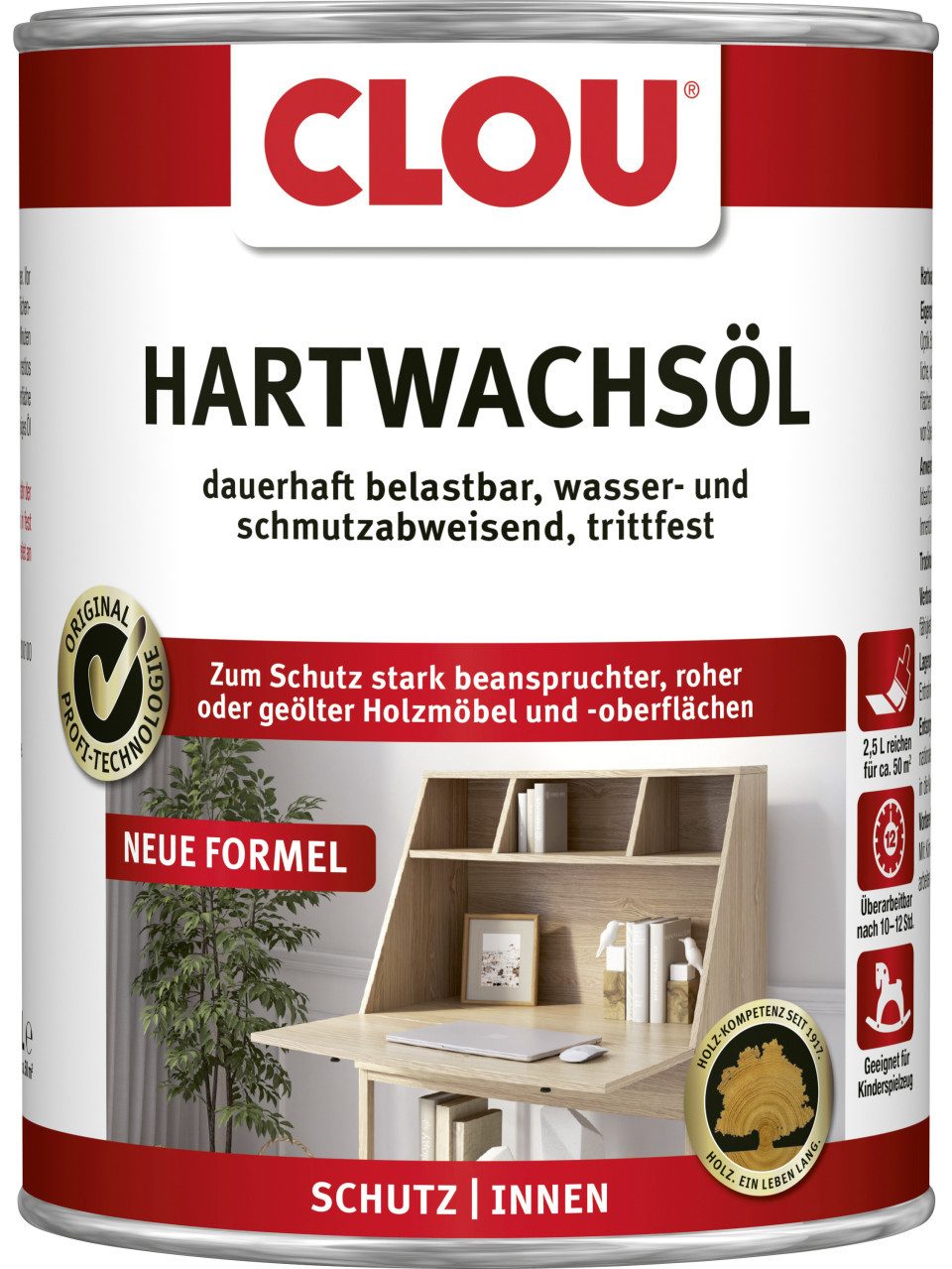 CLOU Holzschutzlasur Clou Hartwachs Öl 2,5 L farblos