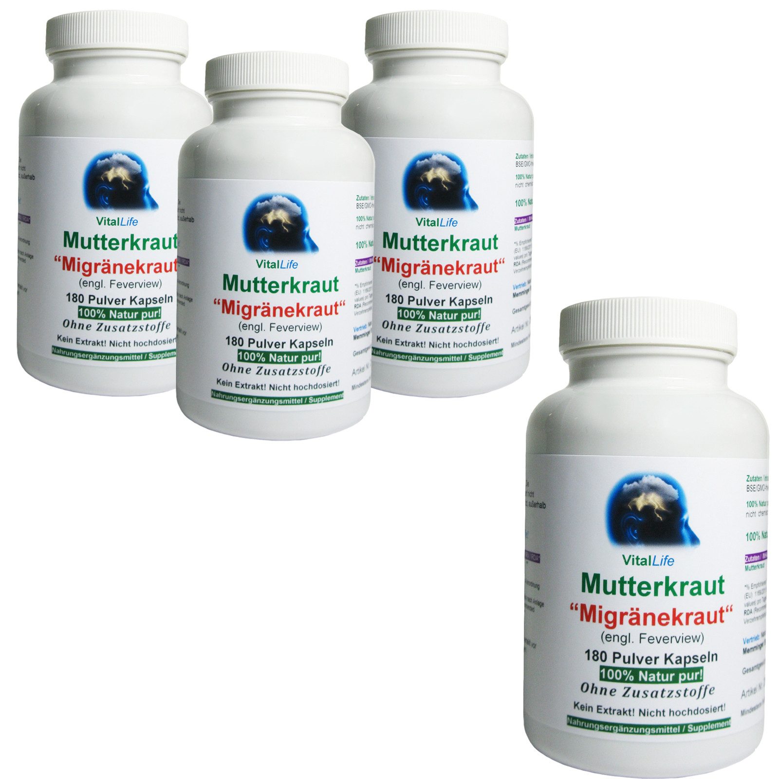 Mutterkraut [Migränekraut] Feverfew NATUR pur OHNE Zusatzstoffe Kapseln