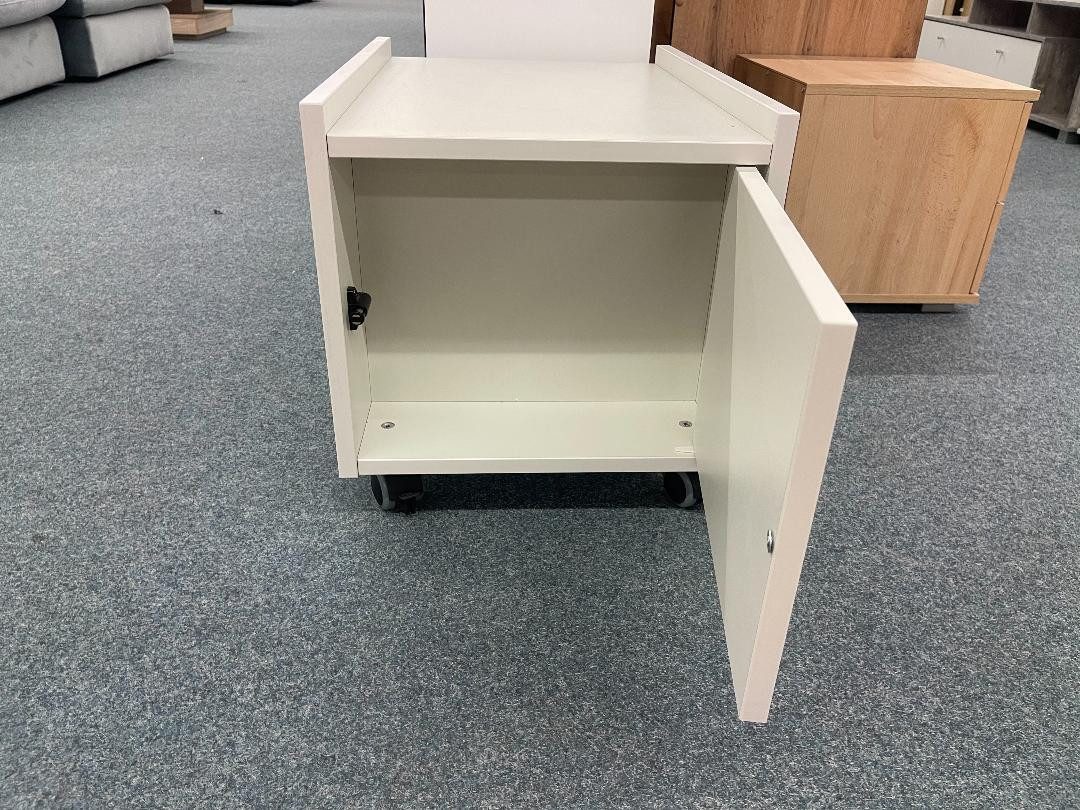 Möbelhandel Klipenstein Rollcontainer Kettler Sit-On-Locked Rollschrank Weiß/Eiche, 2 Schubladen, mit Sitzfläche, Geheimfach