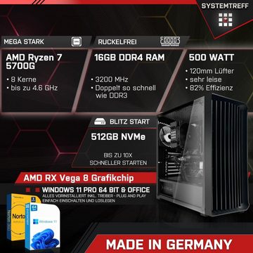 SYSTEMTREFF Business-PC-Komplettsystem (24", AMD Ryzen 7 5700G, RX Vega 8, 16 GB RAM, 512 GB SSD, Windows 11, WLAN)