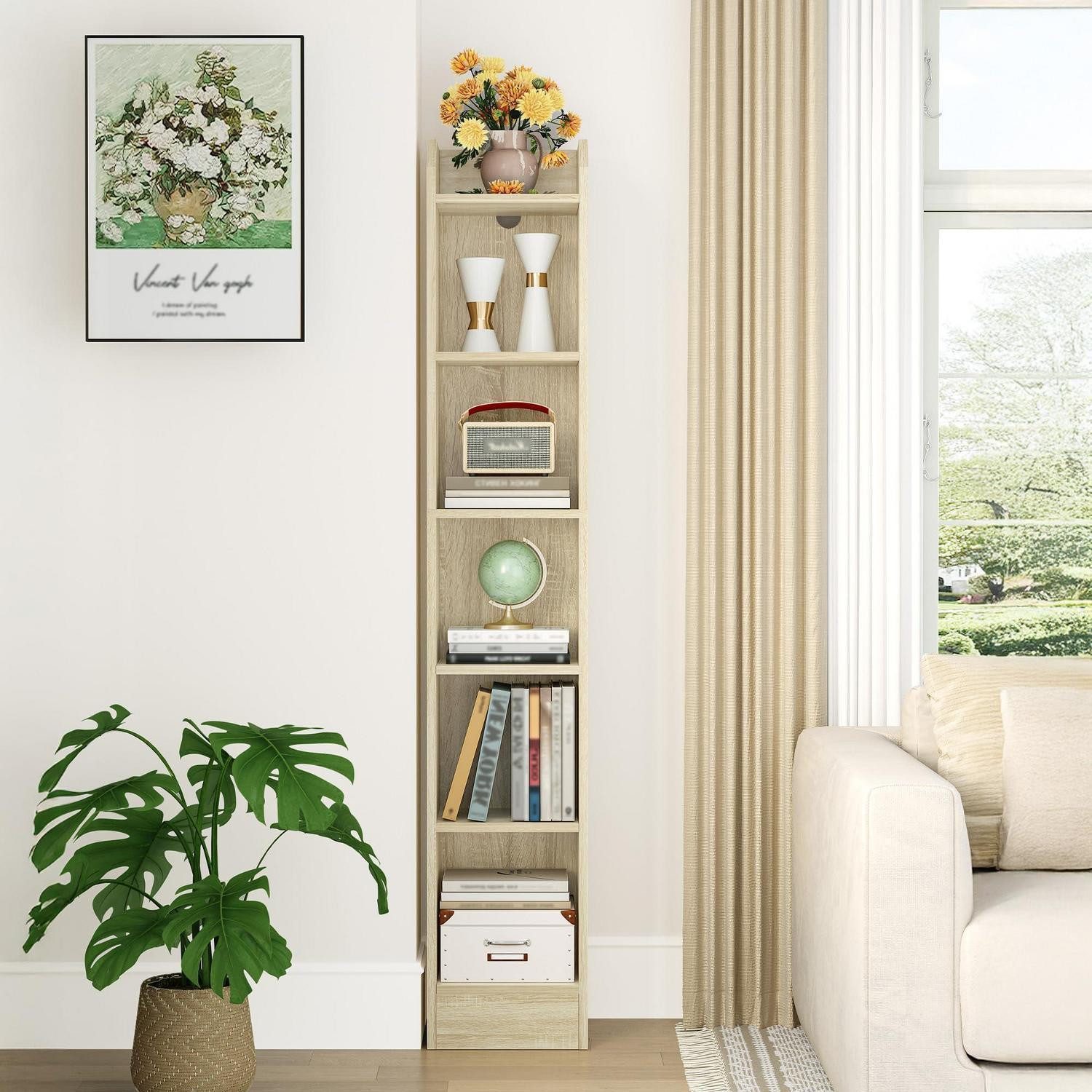 LuxusKollektion Standregal Bücherregal Standregal 6-stöckig Goldeneiche