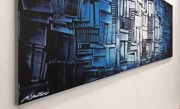 WandbilderXXL XXL-Wandbild Ice Cubes 210 x 70 cm, Abstraktes Gemälde, handgemaltes Unikat