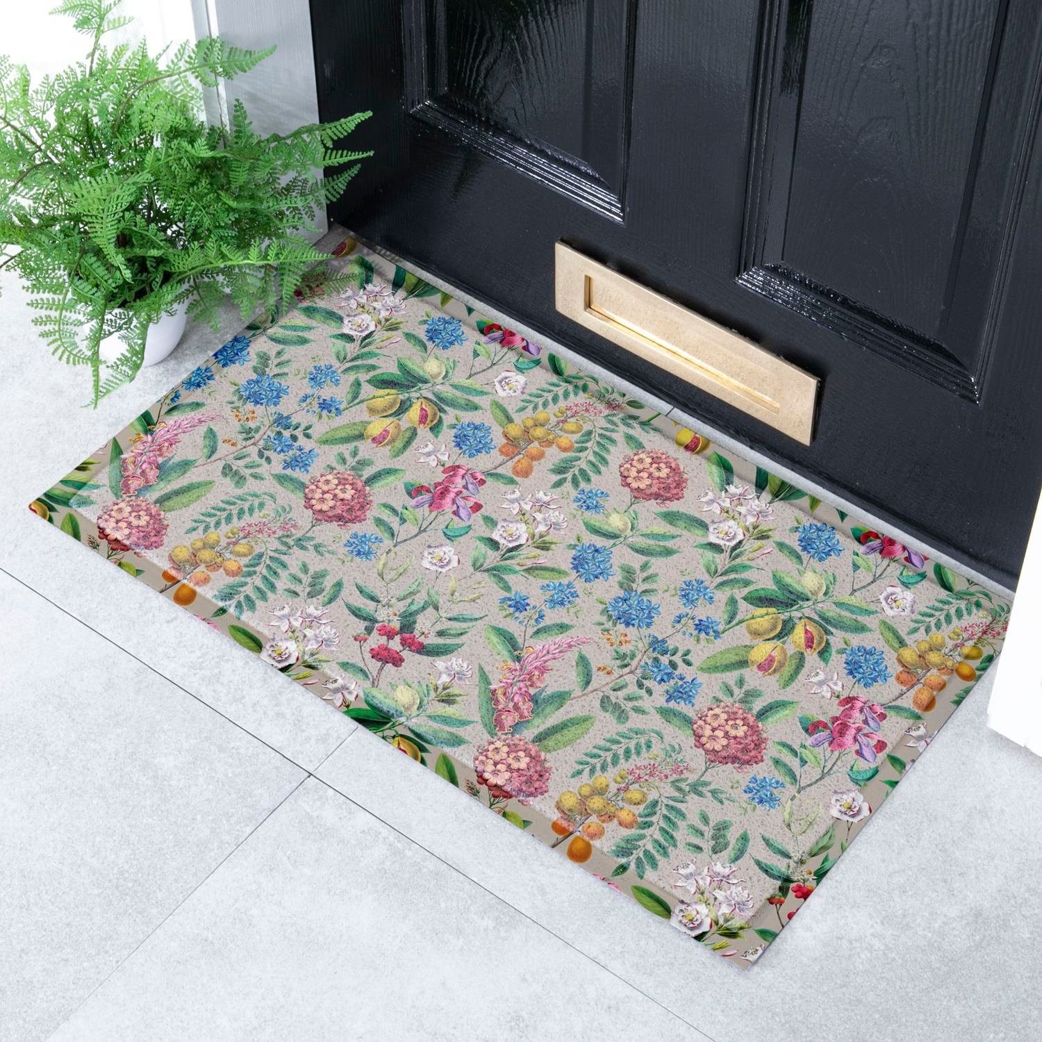 Artsy Mats Fußmatte Fußmatte mit auffälligem Blumenmuster für Innen & Außen (70 x 40 cm)
