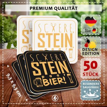 Funke & Brand Bierdeckel Lustig "Schere Stein paar Bier" – 50er Set Untersetzer, Spiel & Spaß