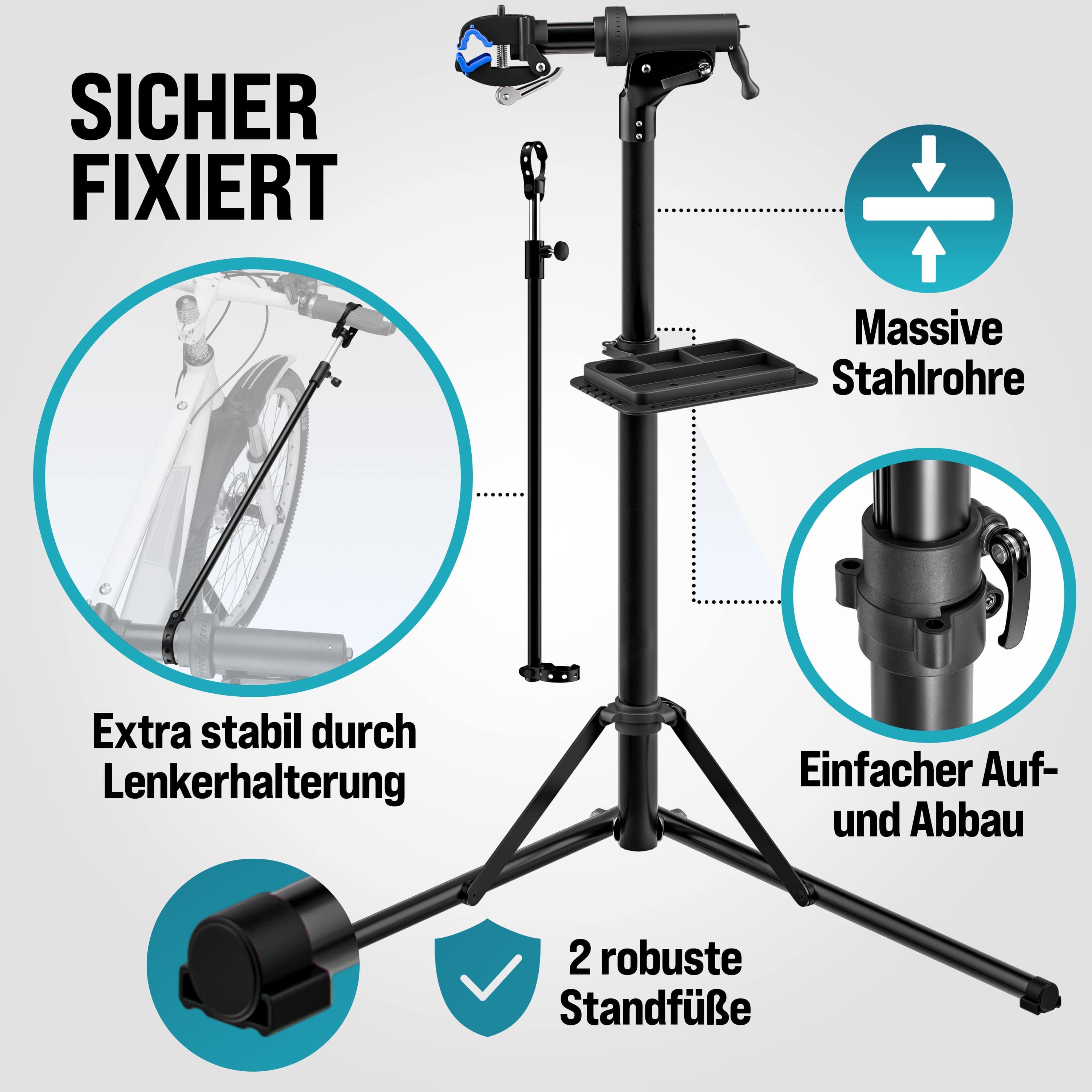 monzana Fahrrad-Montageständer, Drehmomentschlüssel 1/4 Zoll Set 1–25 Nm Bitset Tasche Transportbox – Bild 2 von 5