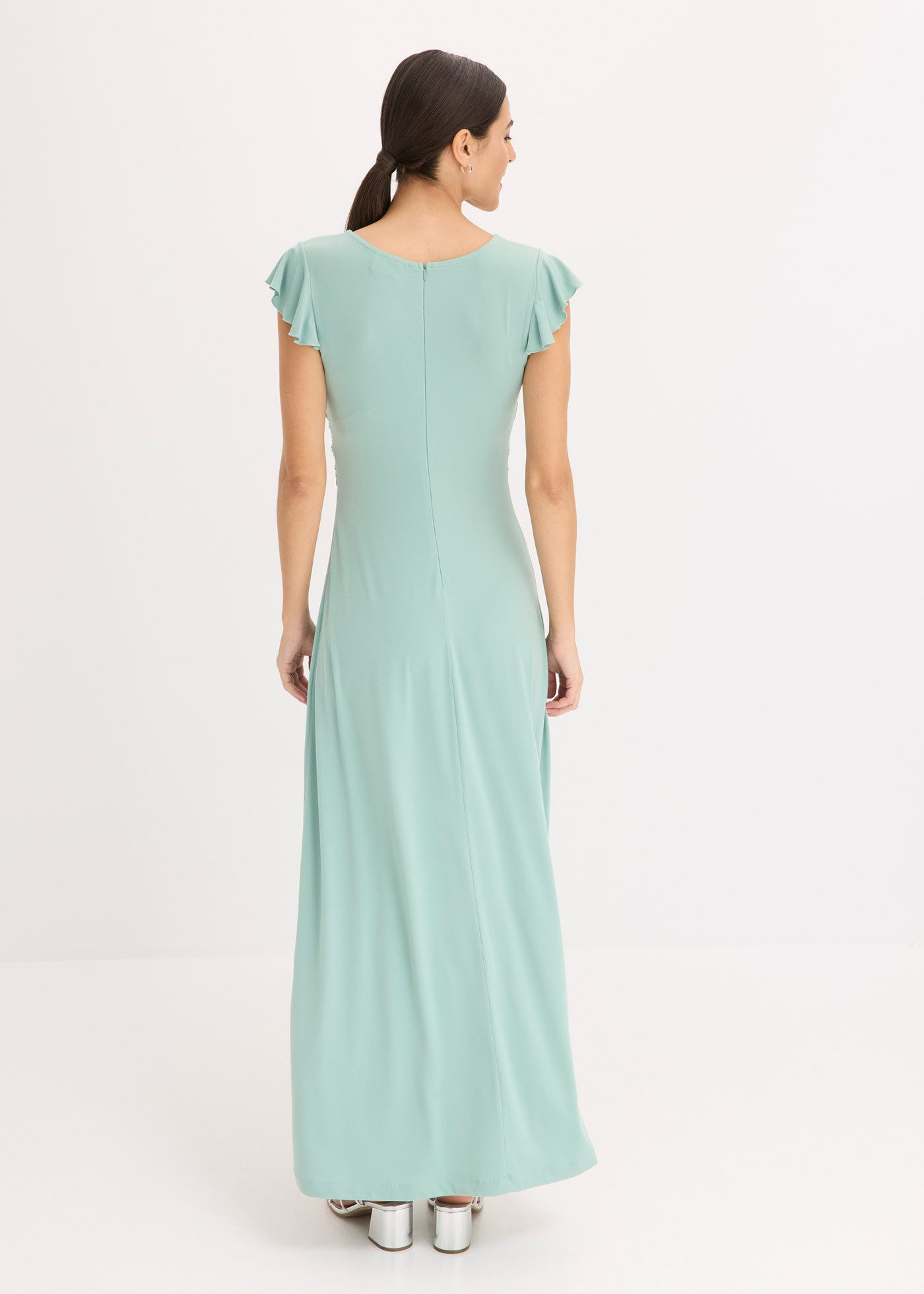 bonprix Maxikleid für festliche Anlässe, mit kurzem Flügelärmel, feminine Wickeloptik