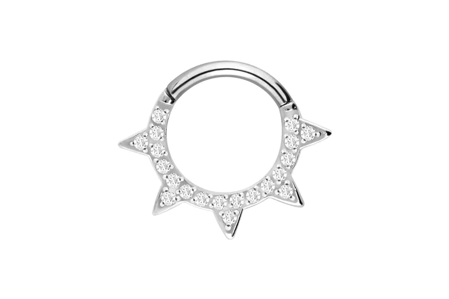 PIERCINGLINE Nasenpiercing Chirurgenstahl Segmentring Clicker KRISTALLSPITZEN Ohrpiercing Septum (Clicker, 1-tlg), Ohrpiercing für Conch, Helix, Tragus, Daith, Lobe