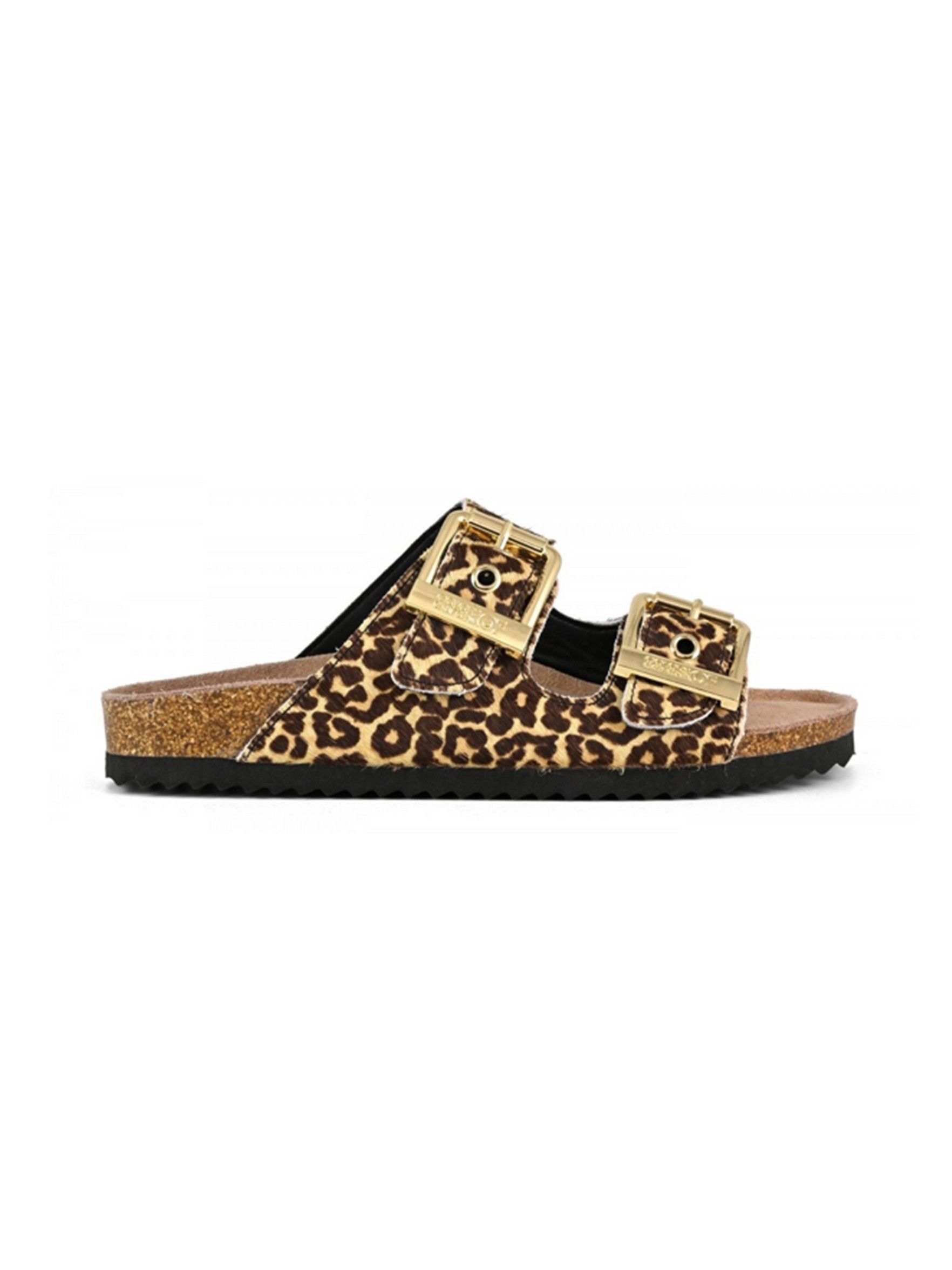 Colors of California pony hair two buckle sandal Sandale