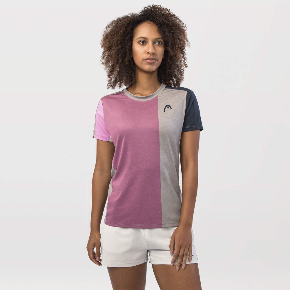 Head Tennisshirt Play Tech (atmungsaktiv, Mesh-Einsätze) pink/grau Damen