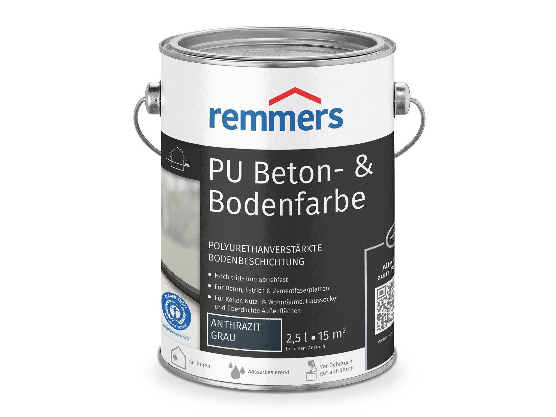 Remmers Lack PU Beton- und Bodenfarbe seidenmatt 2,5 Liter, belastbar und chemikalienbeständig