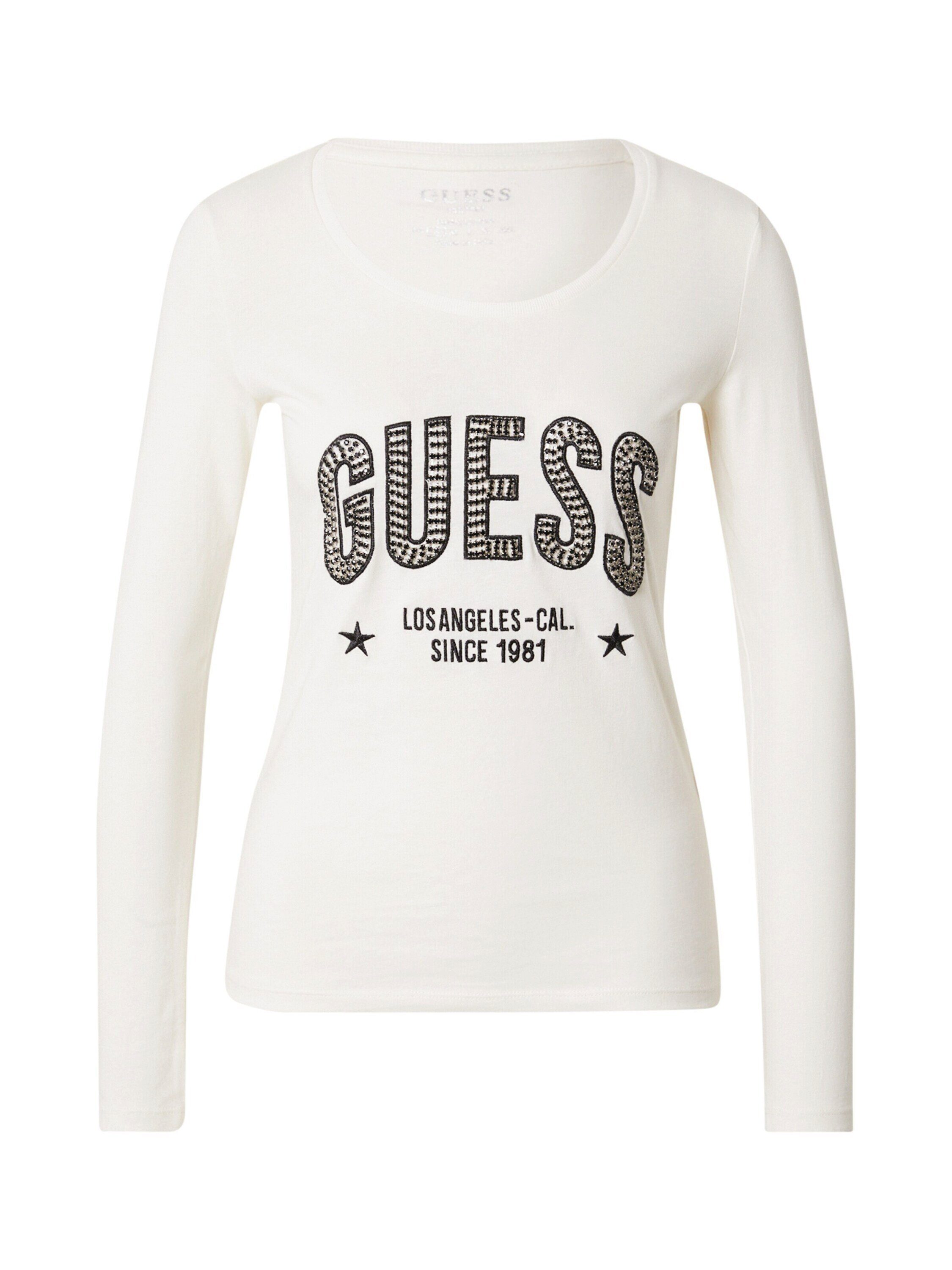 Guess Langarmshirt MIRELA (1-tlg) Ziersteine, Stickerei