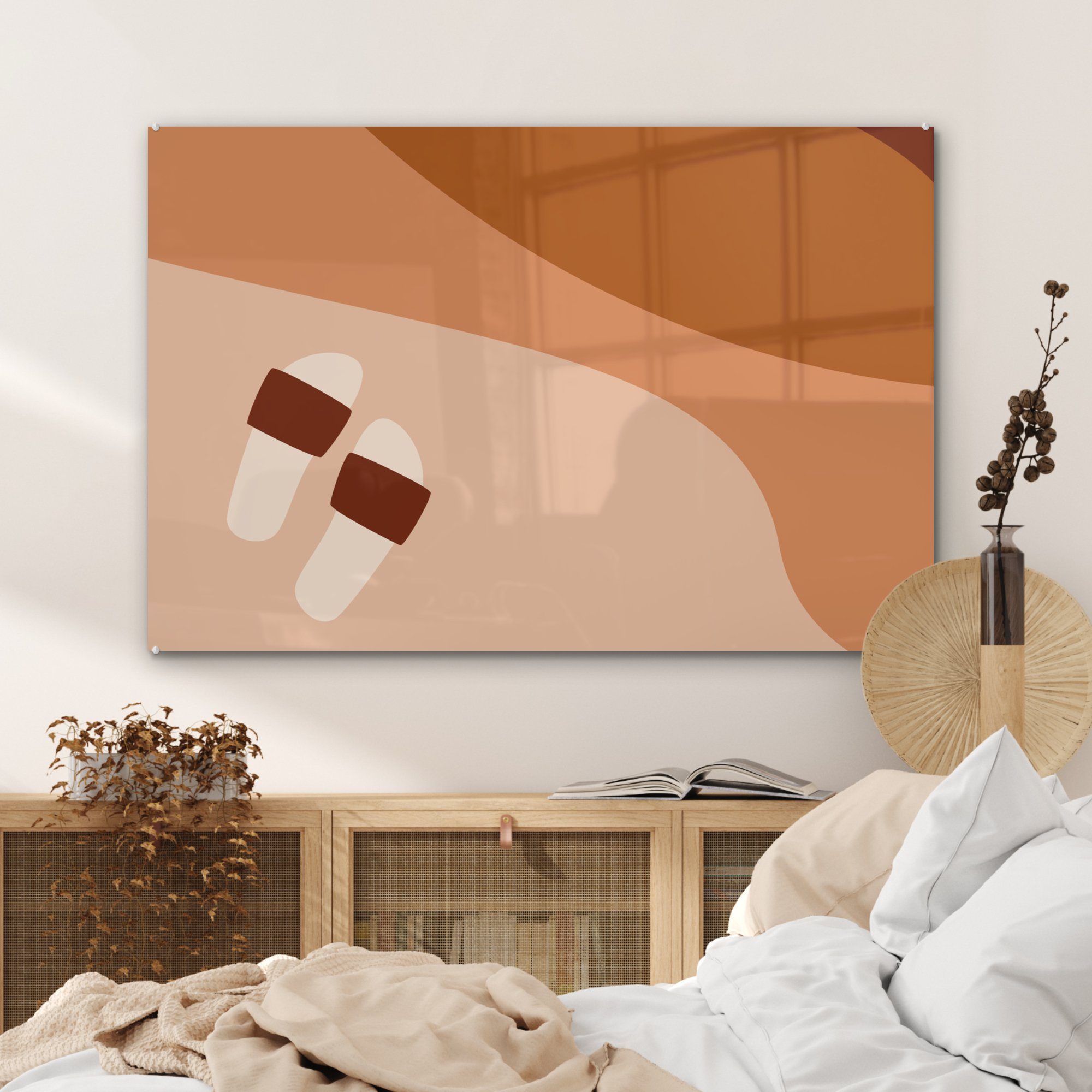 MuchoWow Acrylglasbild Sommer - Wohnzimmer (1 Acrylglasbilder Pantoffeln & Schlafzimmer St), - Abstrakt