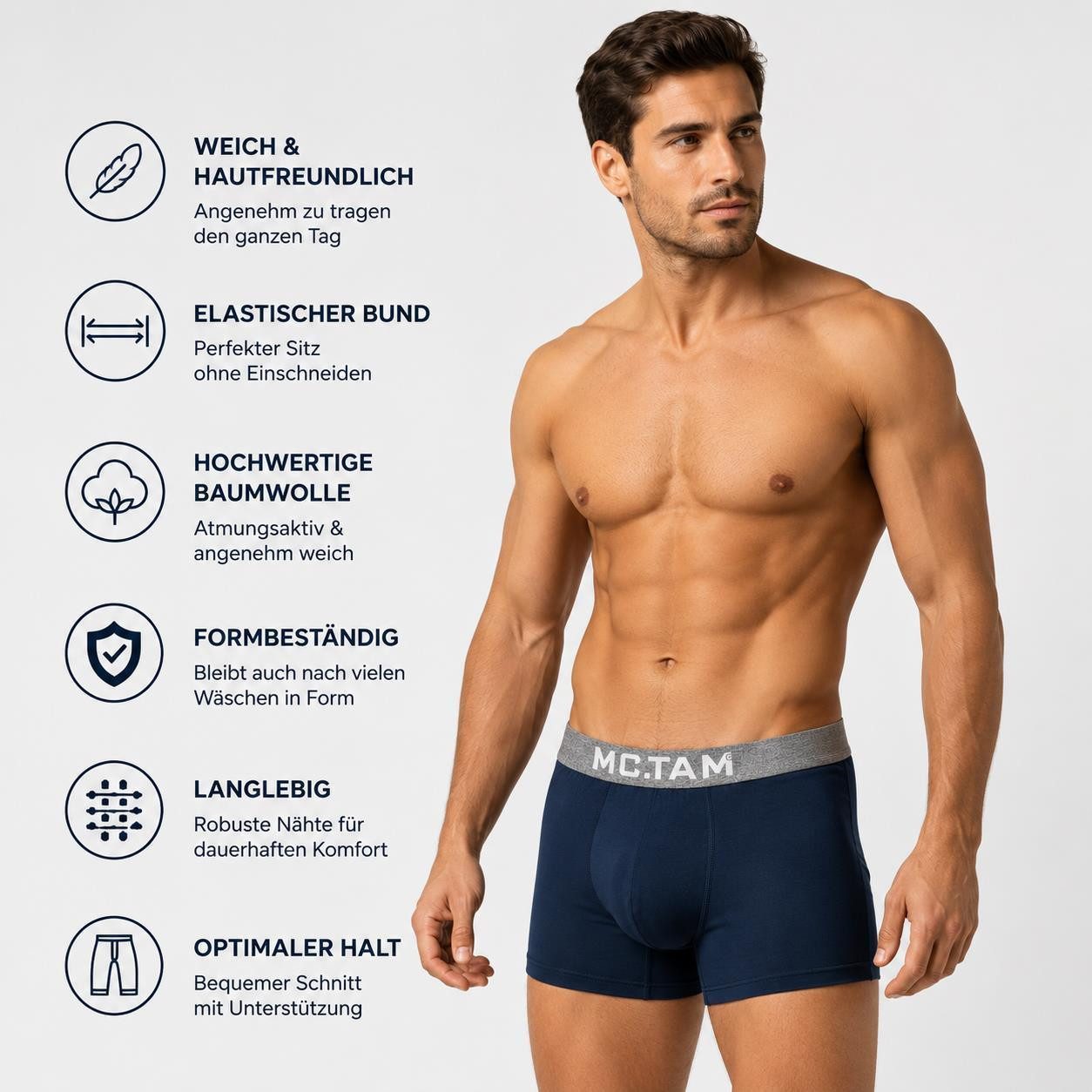 EloModa Boxershorts Boxershorts Herren 6er Pack Baumwolle Stretch – ohne Innenetikett – (6-St) ohne Innenetikett – bequemer Komfortbund – atmungsaktiv
