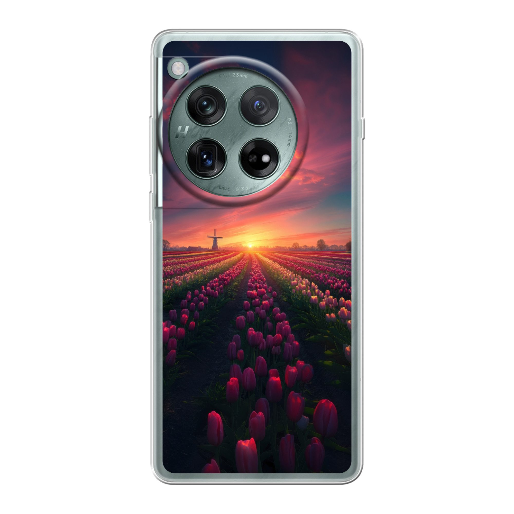 MuchoWow Handyhülle für OnePlus 12 Windmühle - Sonnenuntergang - Landschaft, Handy Case, Silikon, Bumper Case Dünn
