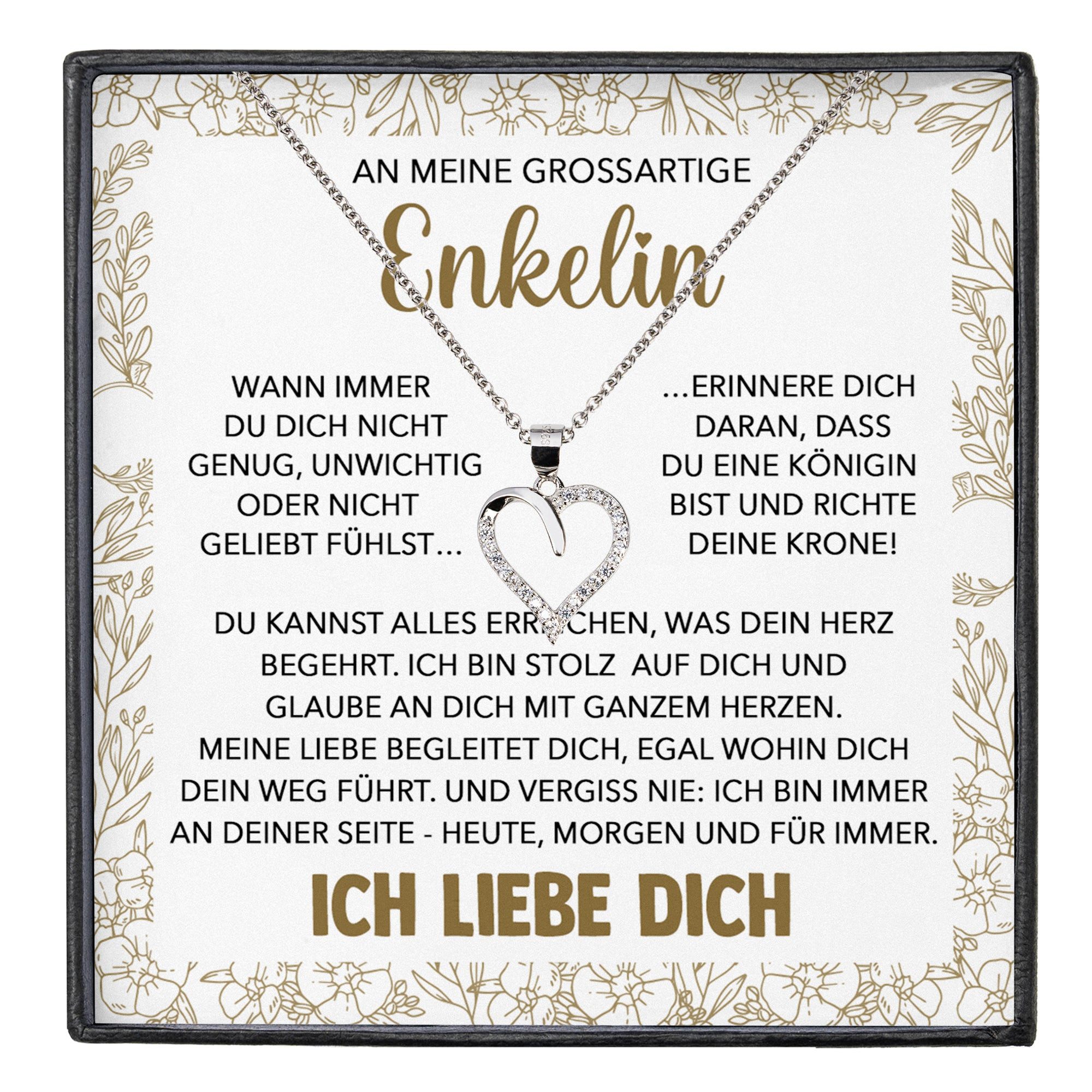 Schmuckset An Meine Enkelin Geschenk von Oma Opa Mädchen Herz Halskette Frauen