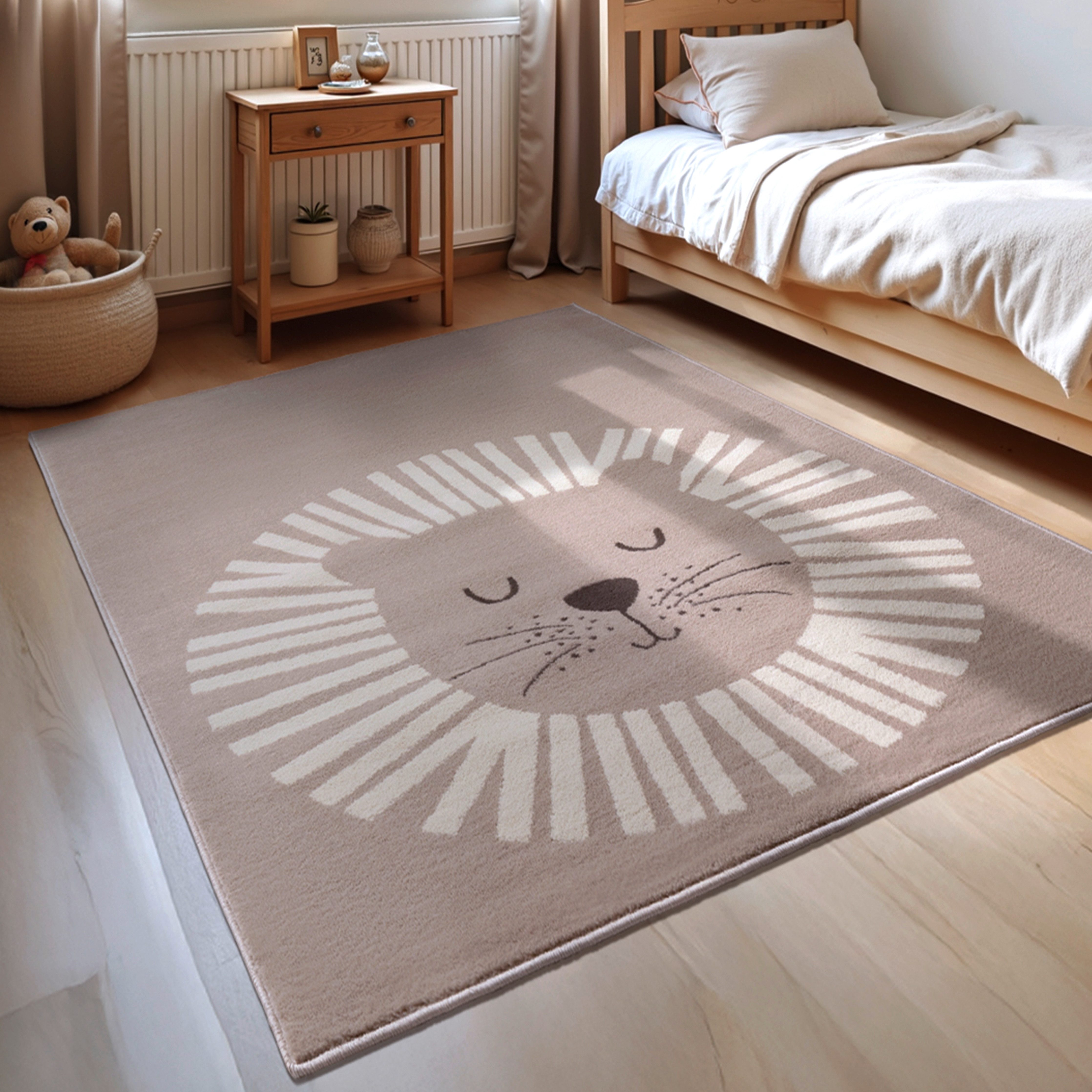 HANSE Home Kinderteppich Happy Lion, rechteckig, Höhe: 8 mm, Spielteppich, fest, Kinderzimmer, Kurzflor, Spielunterlage