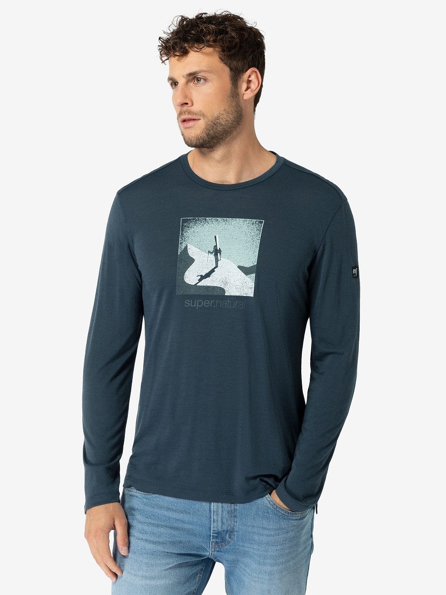 SUPER.NATURAL Sweatshirt für Herren, Merino ALMOST DONE Skitour Motiv, Berge