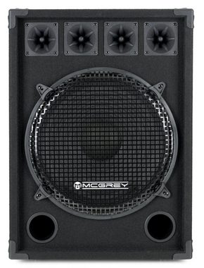 McGrey DJ-1522 DJ PA Box Party-Lautsprecher (N/A, 400 W, 38cm (15 zoll) Subwoofer 2-Wege System und drei Piezo-Hochtönern)