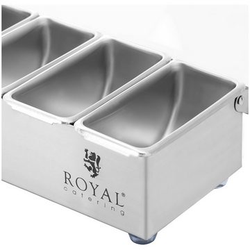 Royal Catering Aufbewahrungssystem Zutatenbehälter Aufsatzboard Zutatenbehälter Edelstahl 6 x 0,4 l mit, Edelstahl, Kunststoff (Polypropylen)