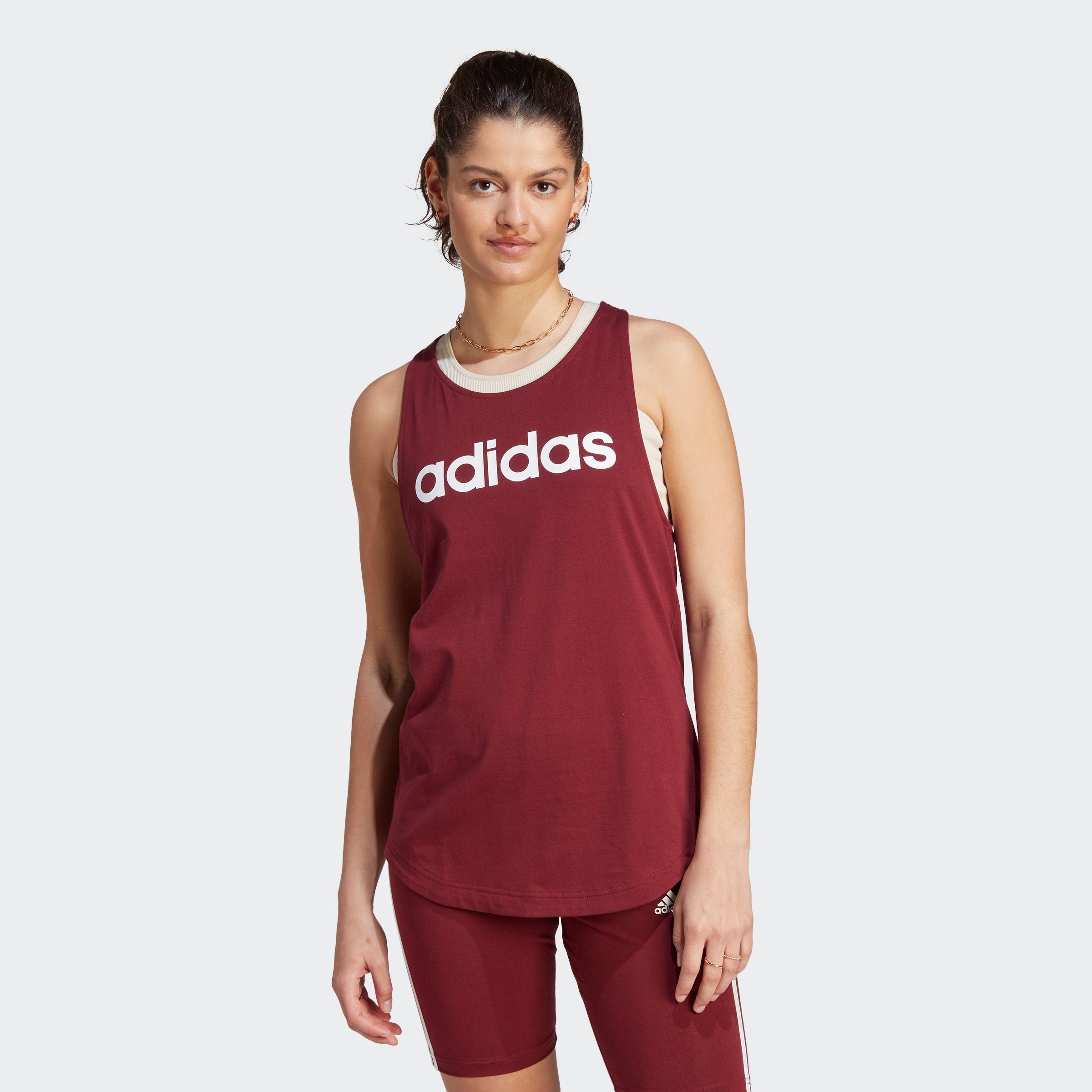 adidas Sportswear Tanktop LOUNGEWEAR Red ESSENTIALS LOOSE Shadow / LOGO White