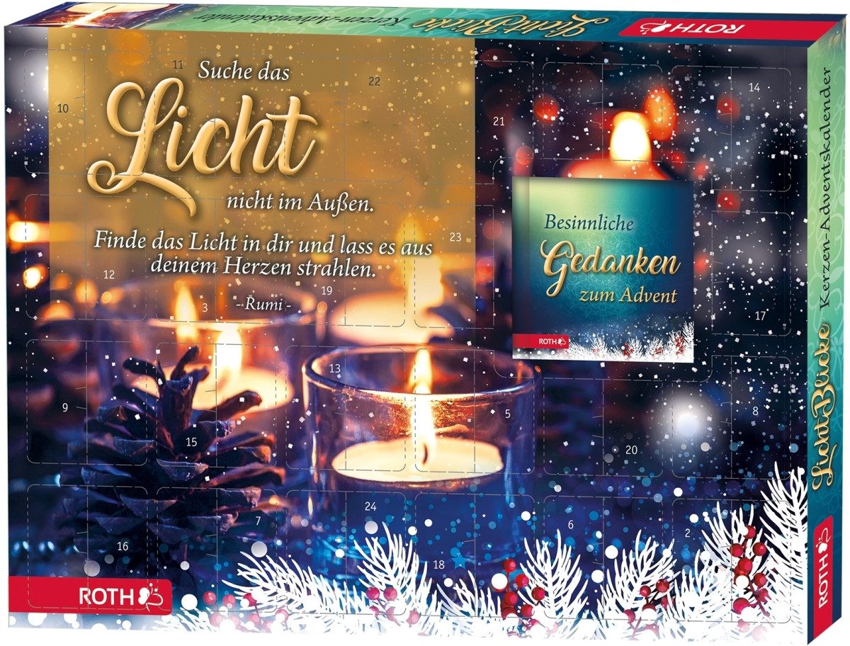 Roth Ideen ewige Kalender Adventskalender 'Kerzen-Adventskalender - Lichtblicke' bestückt