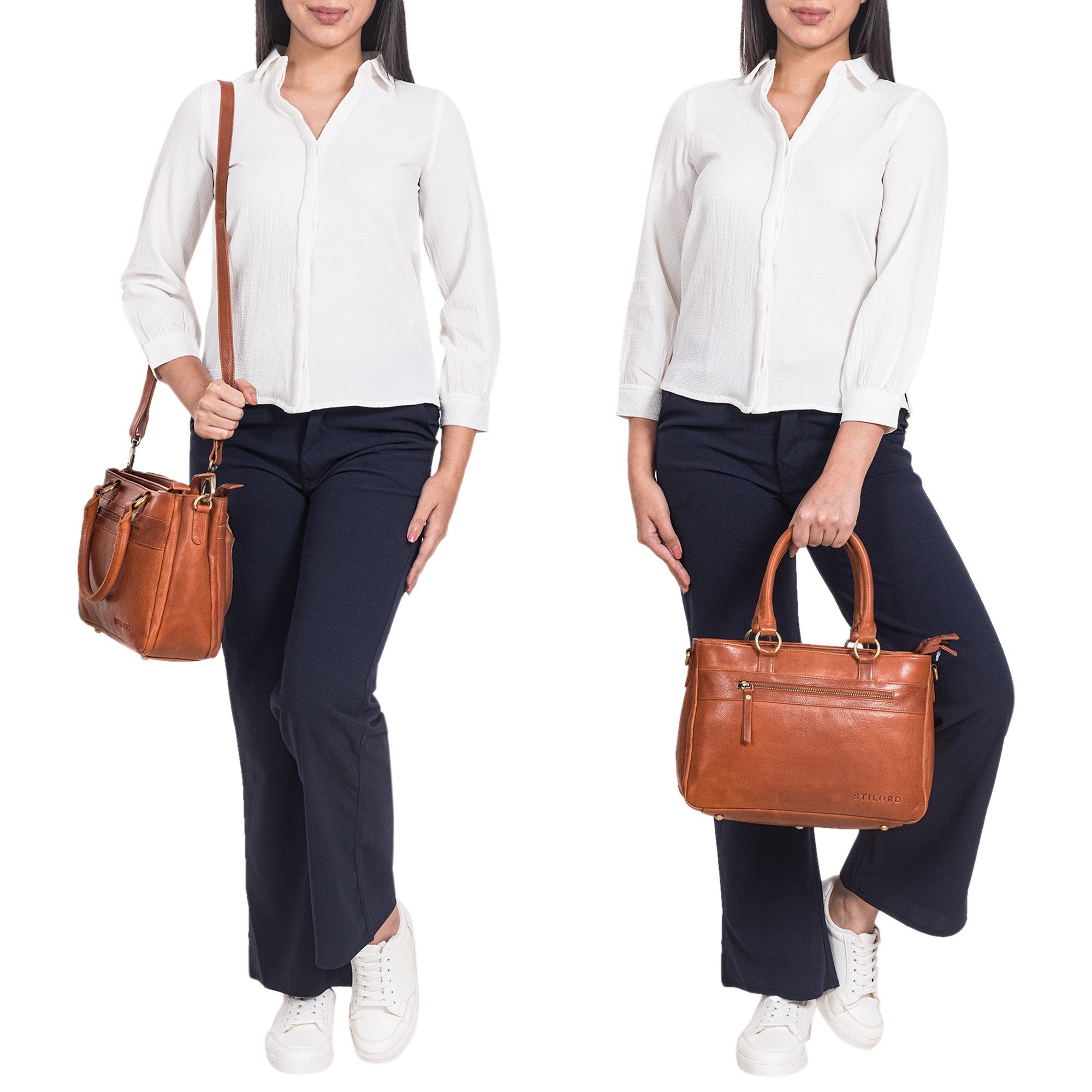 STILORD Handtasche "Frauke" Organisierte Leder Handtasche Damen Umhängetasc günstig online kaufen