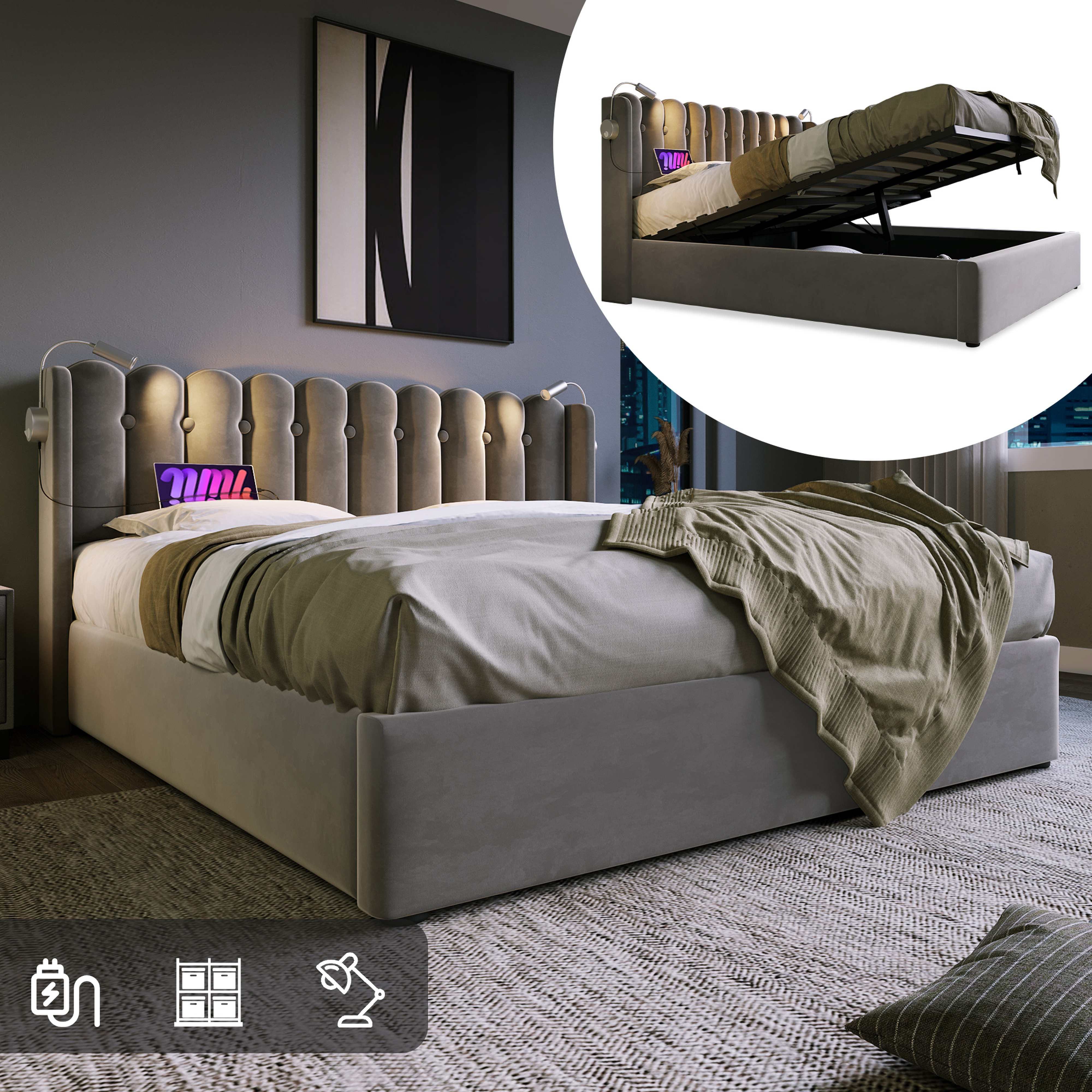 BlingBin Einzelbett Polsterbett (1-tlg., Ladefunktion und günstig online kaufen
